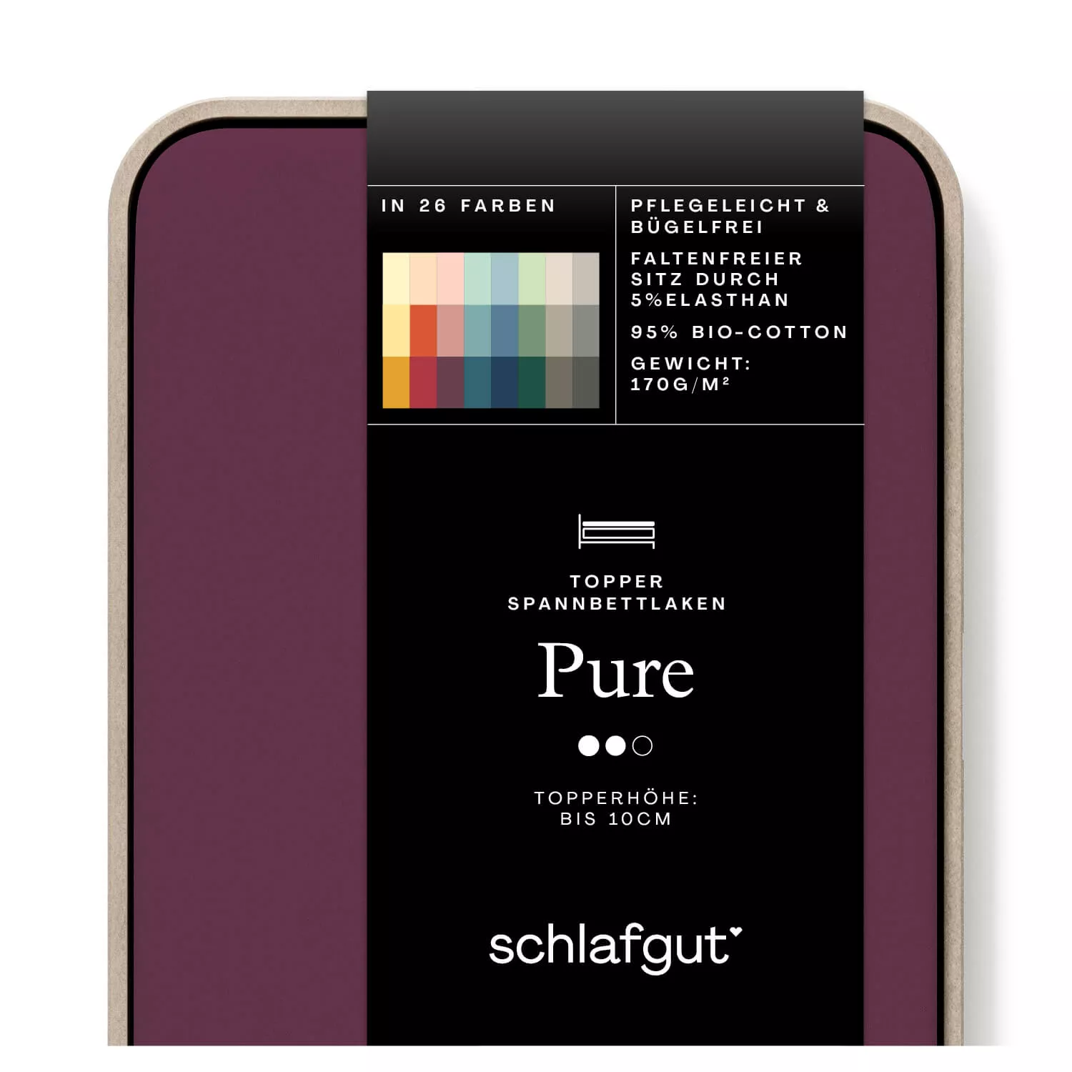 Spannbettlaken Pure Topper purple deep Produktbild Das Produktbild vom Spannbettlaken der Reihe Pure Topper in Farbe purple deep von Schlafgut