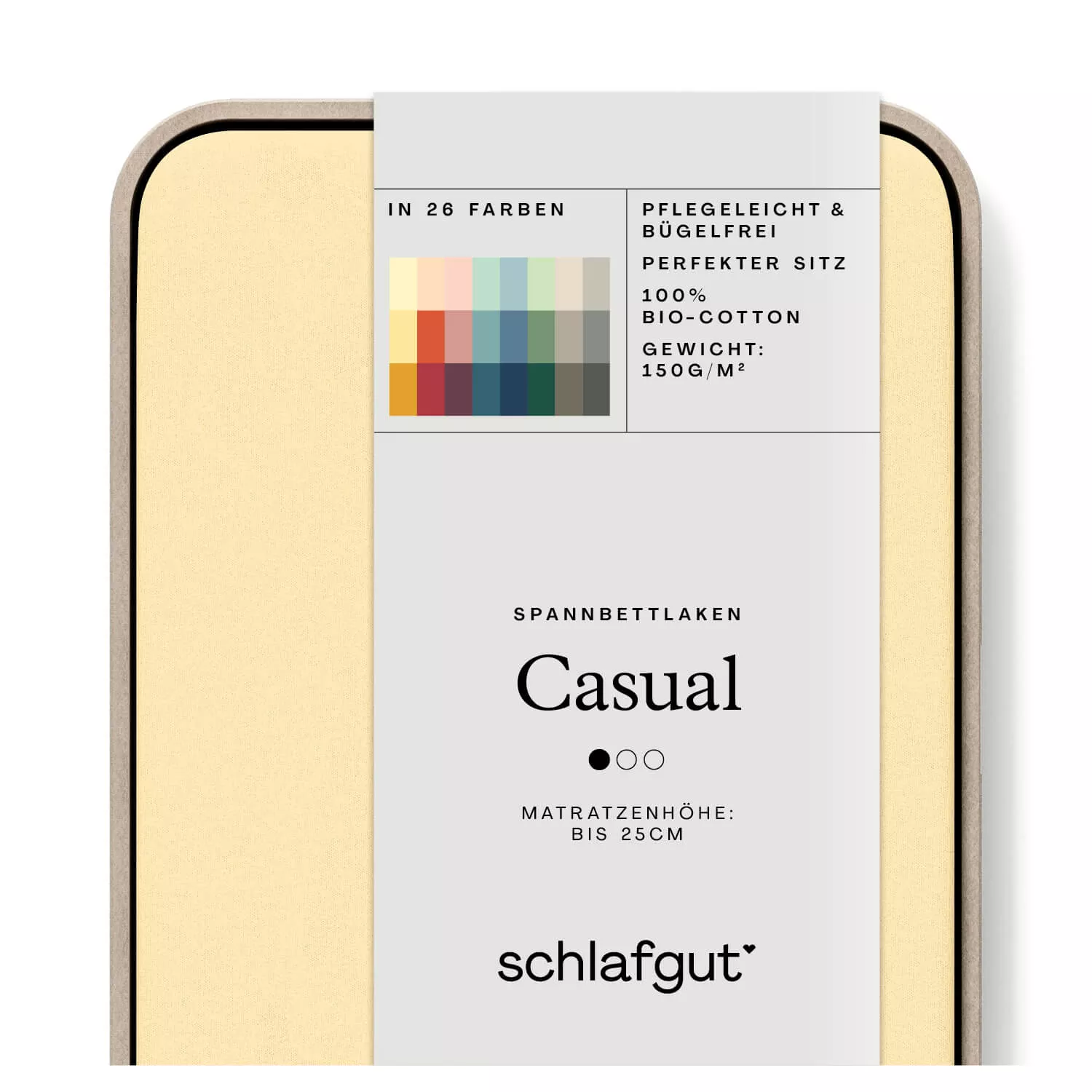 Das Produktbild vom Spannbettlaken der Reihe Casual in Farbe yellow mid von Schlafgut