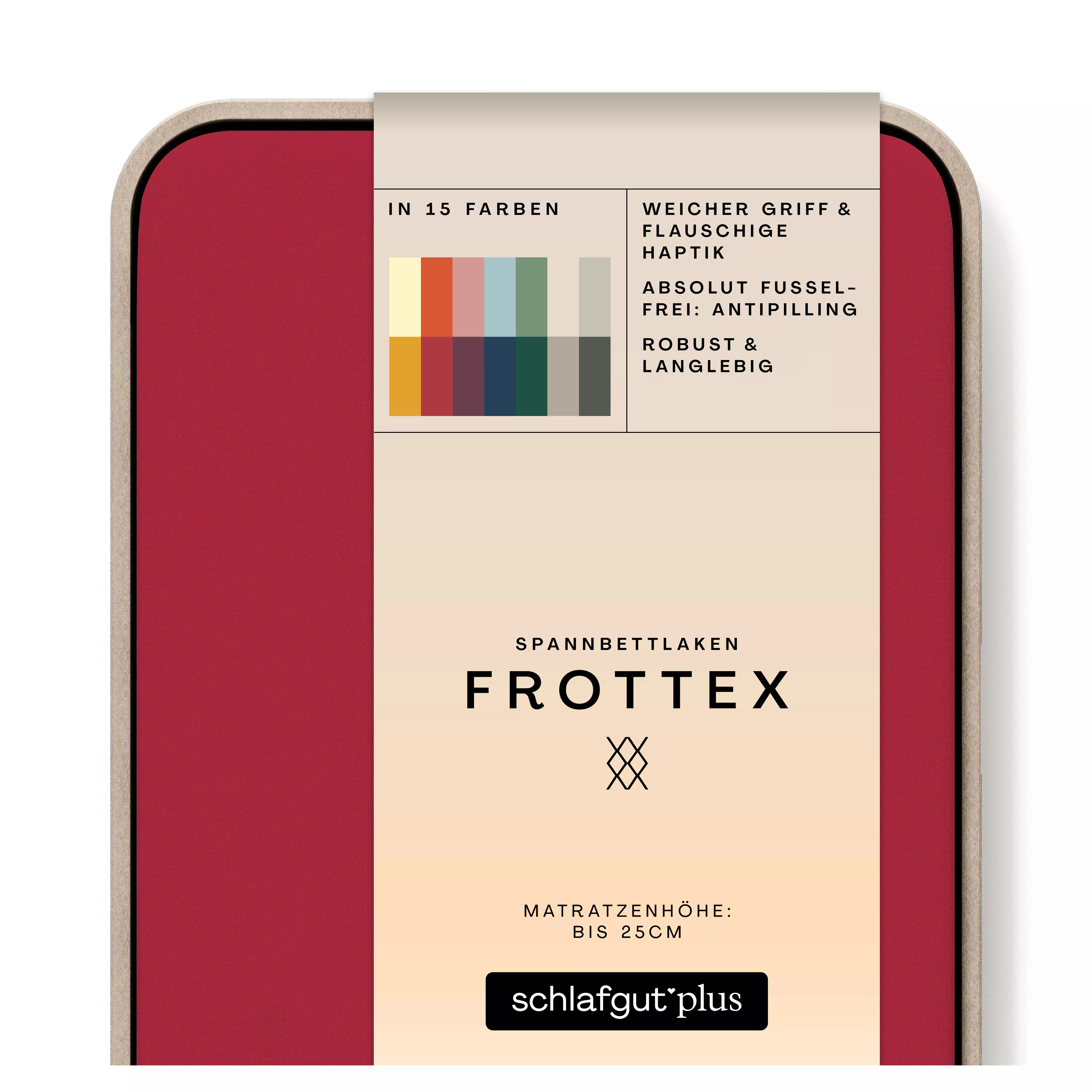 Das Produktbild vom Spannbettlaken der Reihe Frottex in Farbe red deep von Schlafgut