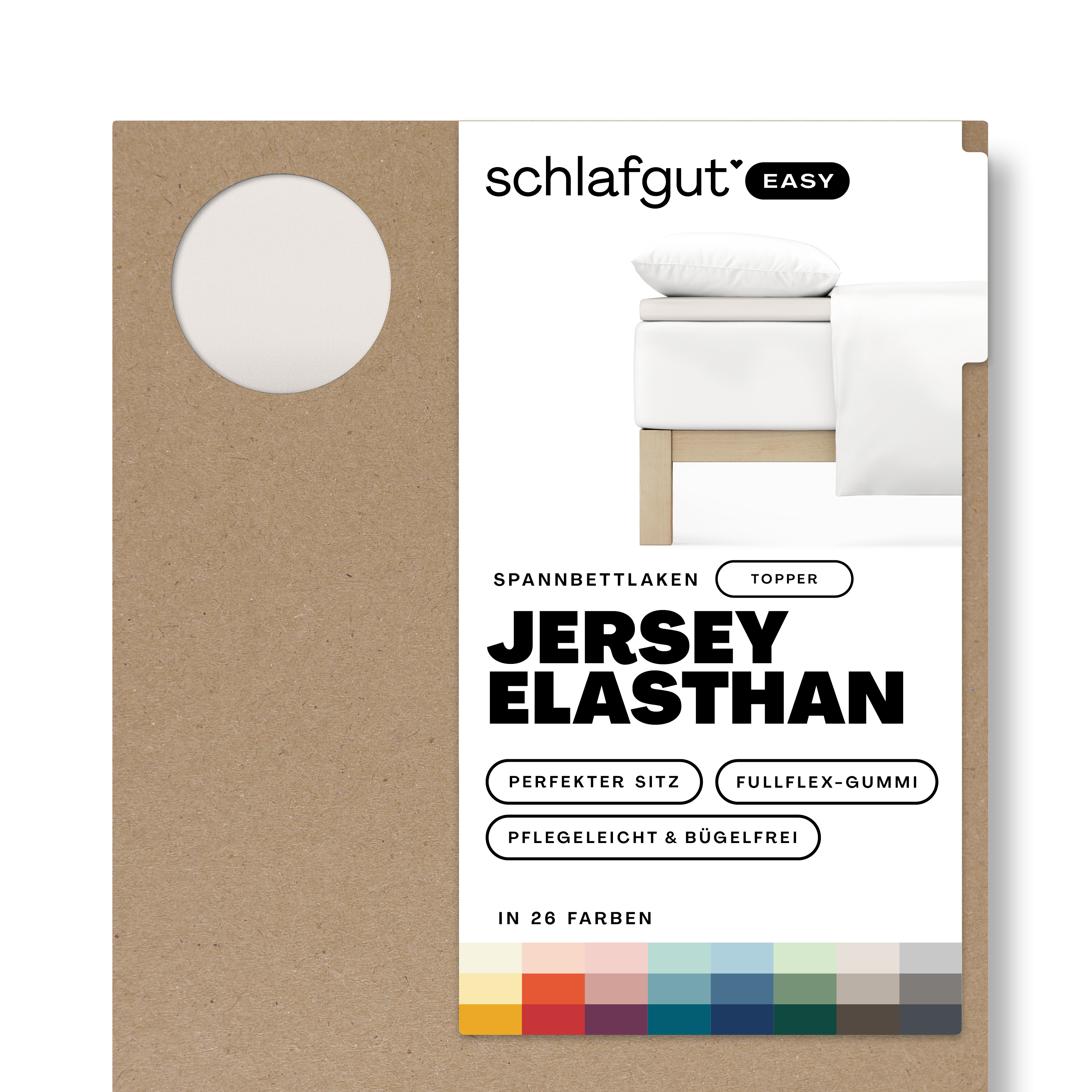Das Produktbild vom Spannbettlaken der Reihe Easy Elasthan Topper in Farbe sand light von Schlafgut
