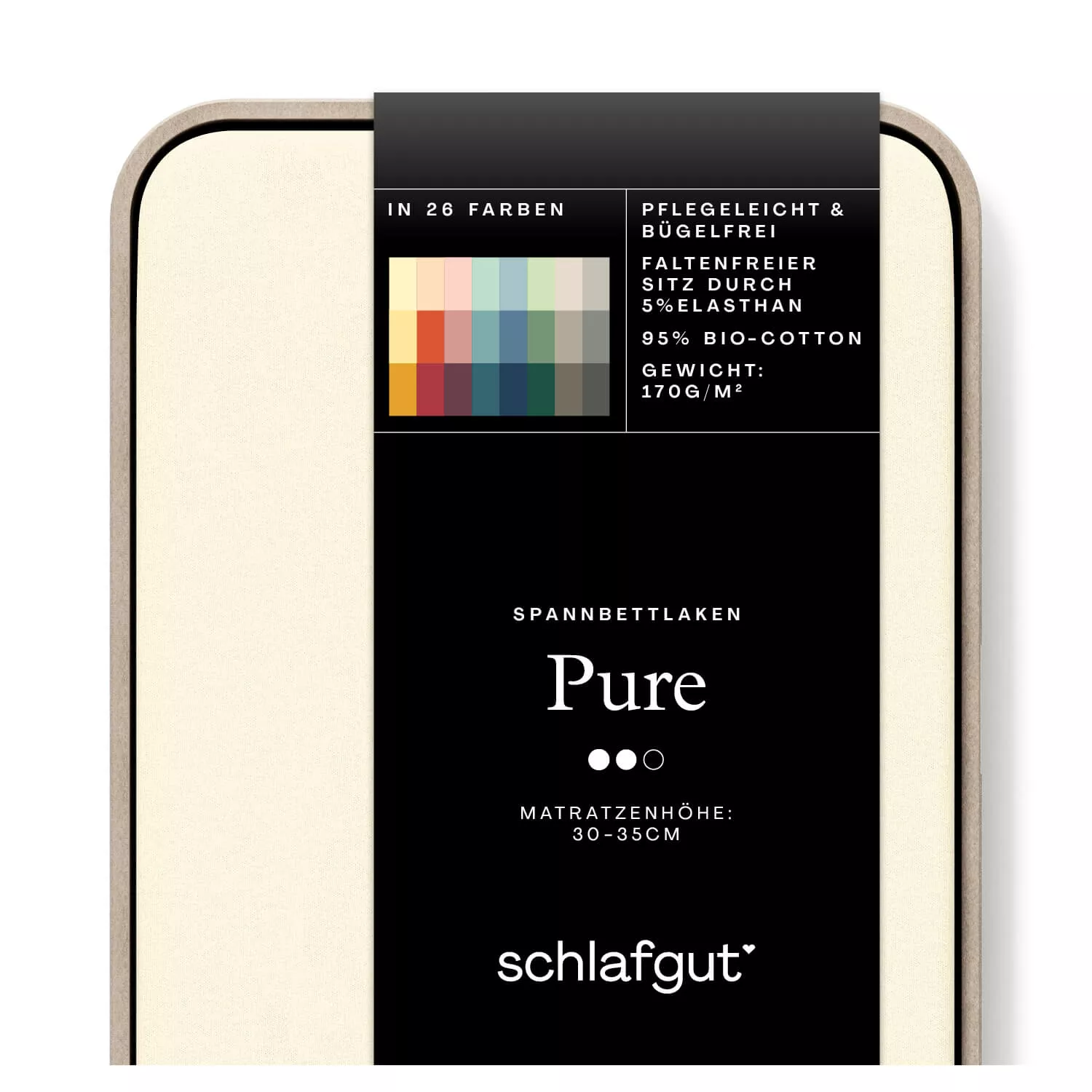 Das Produktbild vom Spannbettlaken der Reihe Pure in Farbe yellow light von Schlafgut