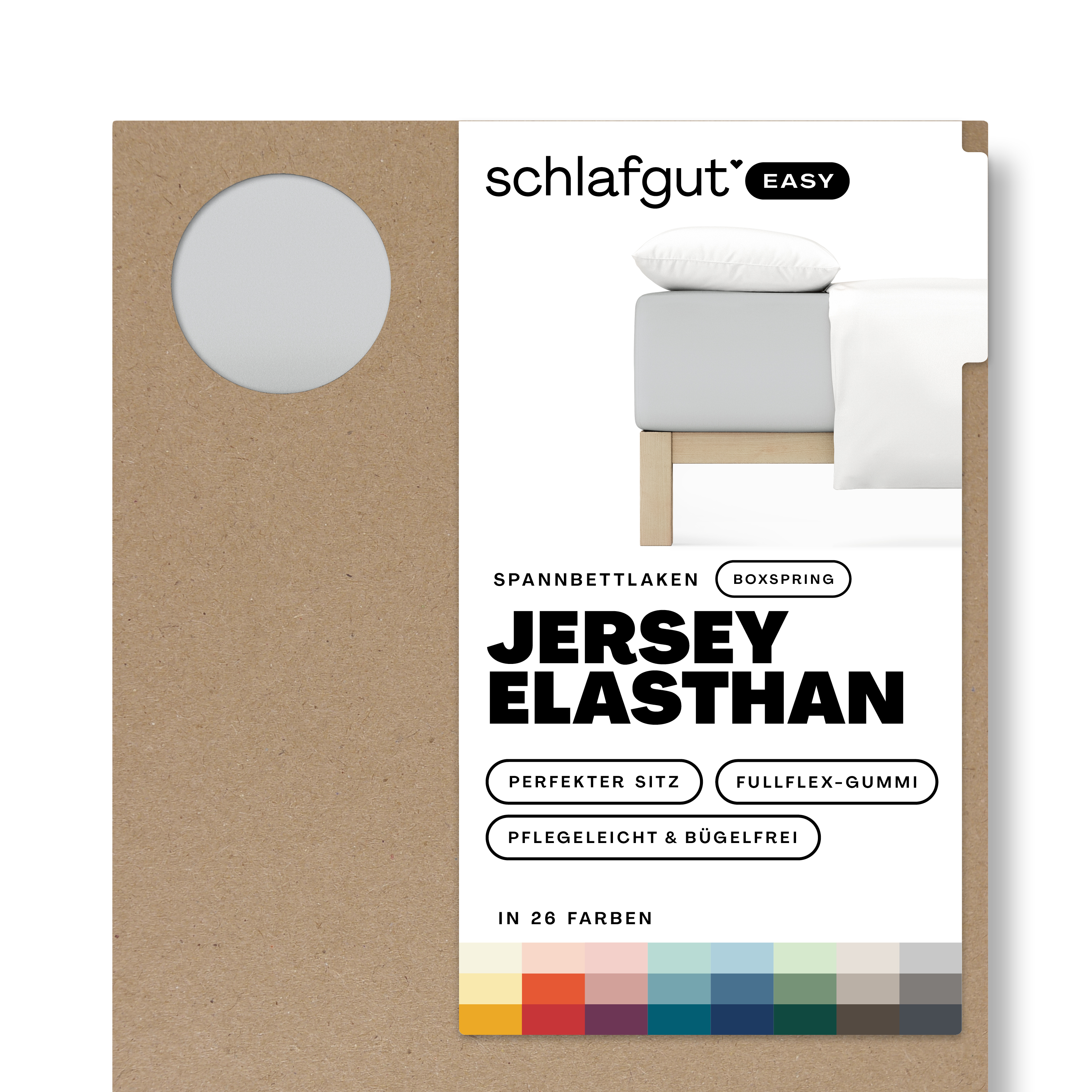 Das Produktbild vom Spannbettlaken der Reihe Easy Elasthan Boxspring in Farbe grey light von Schlafgut