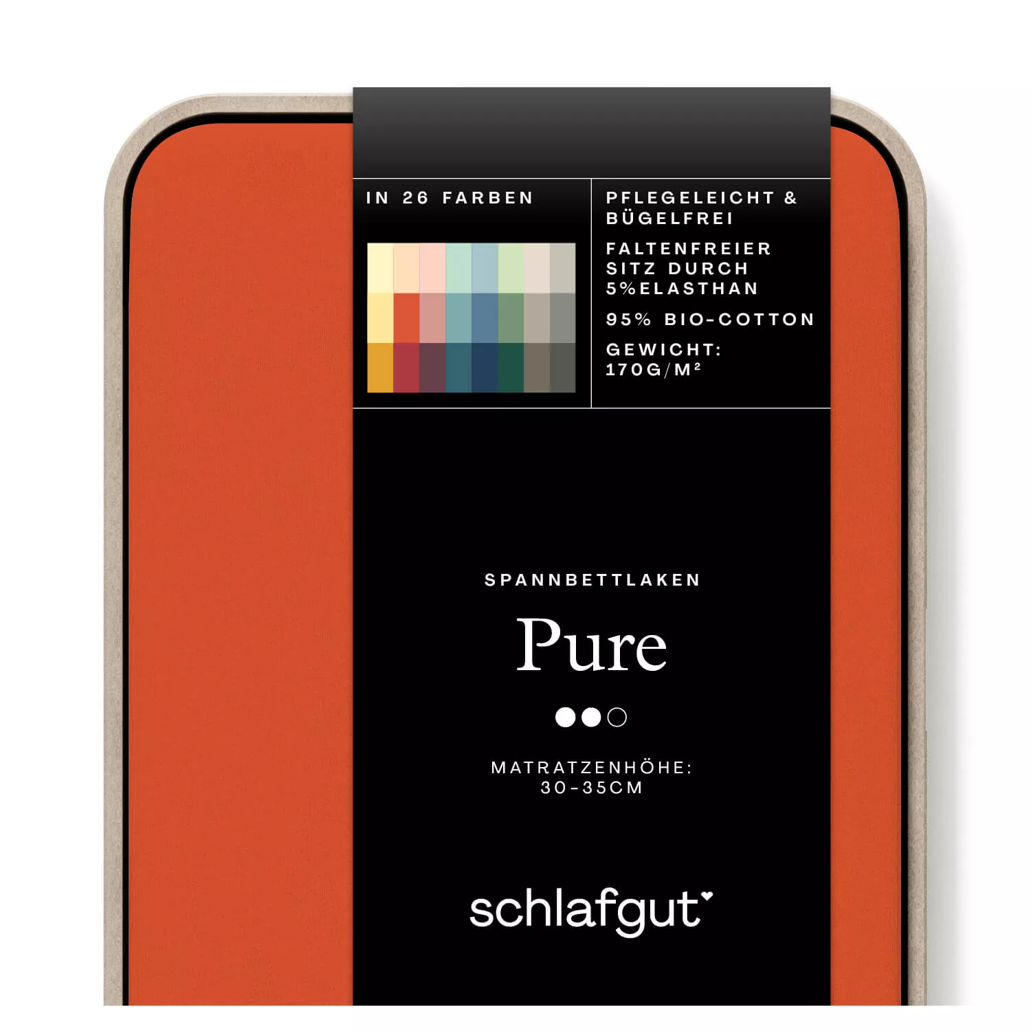Das Produktbild vom Spannbettlaken der Reihe Pure in Farbe red mid von Schlafgut