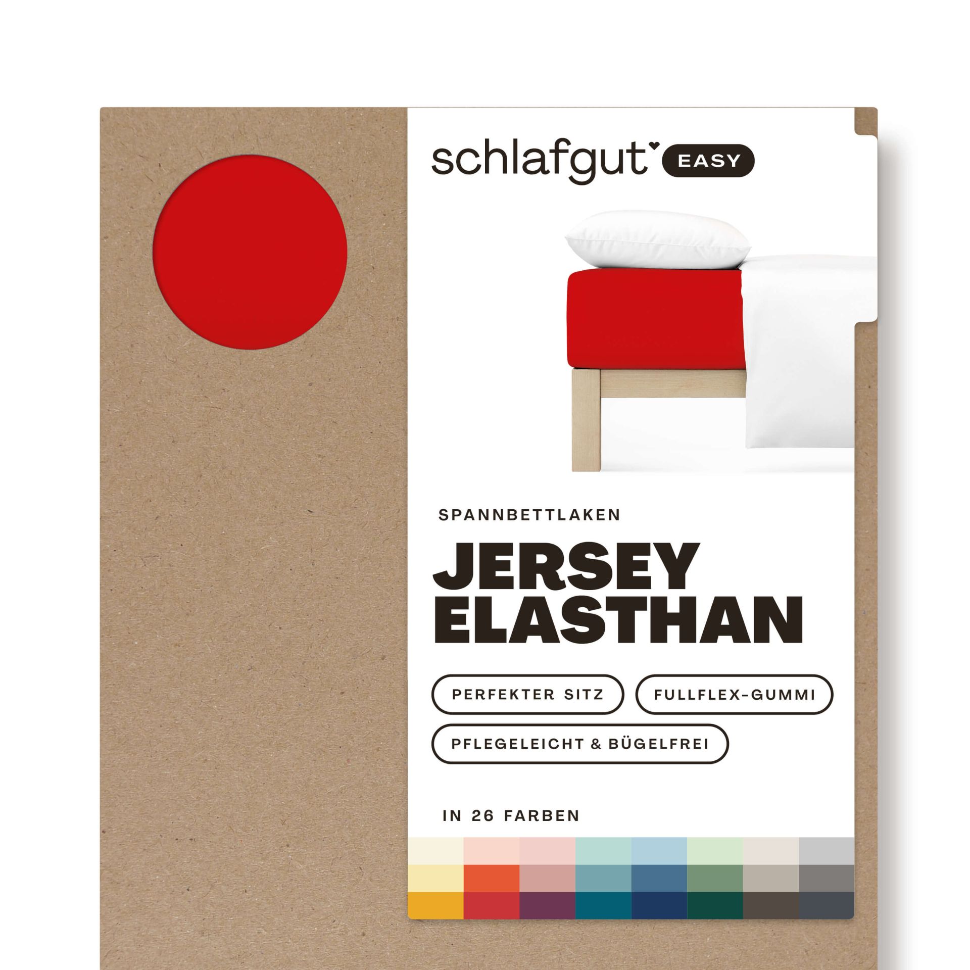 Das Produktbild vom Spannbettlaken der Reihe Easy Elasthan in Farbe red deep von Schlafgut