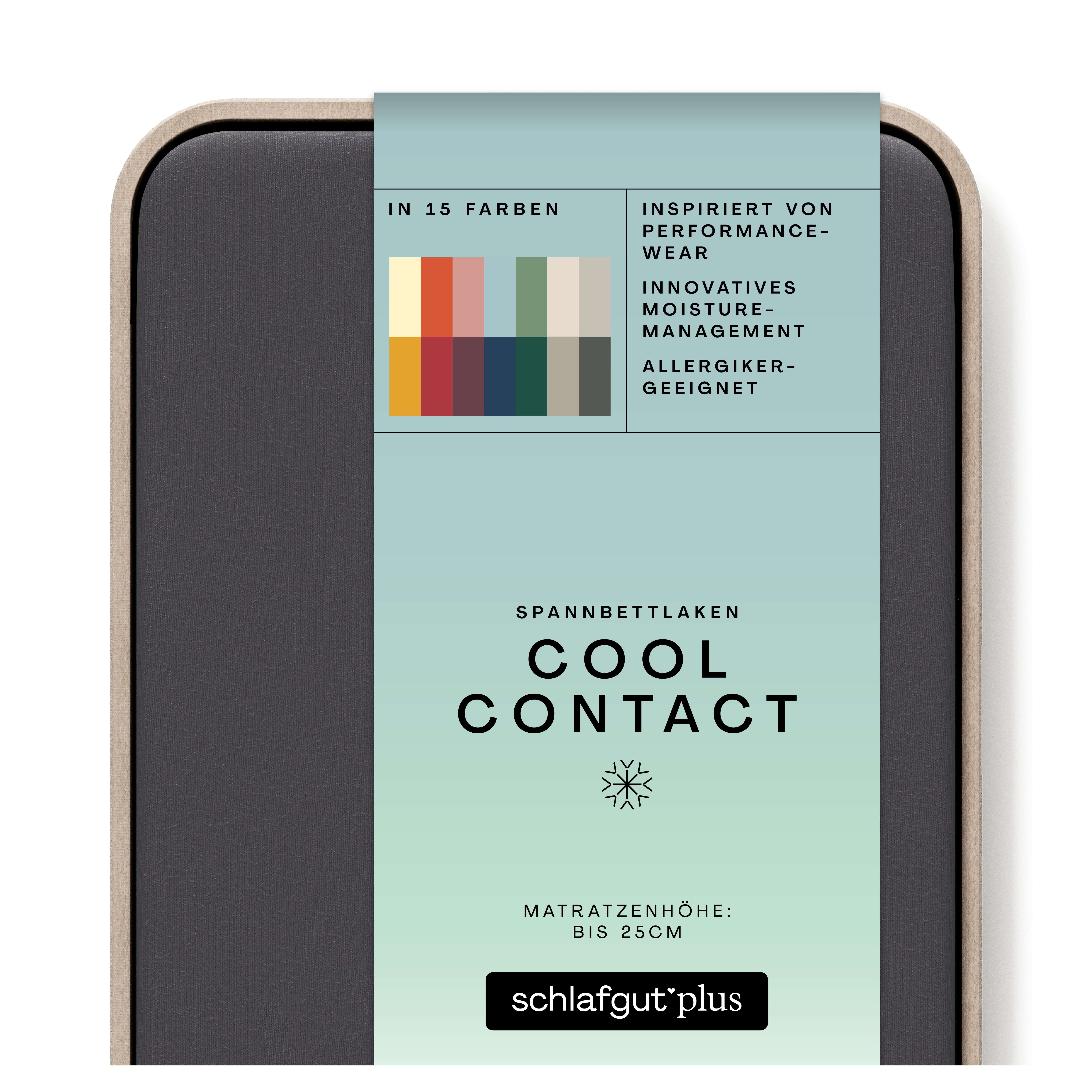 Das Produktbild vom Spannbettlaken der Reihe Cool Contact in Farbe grey deep von Schlafgut