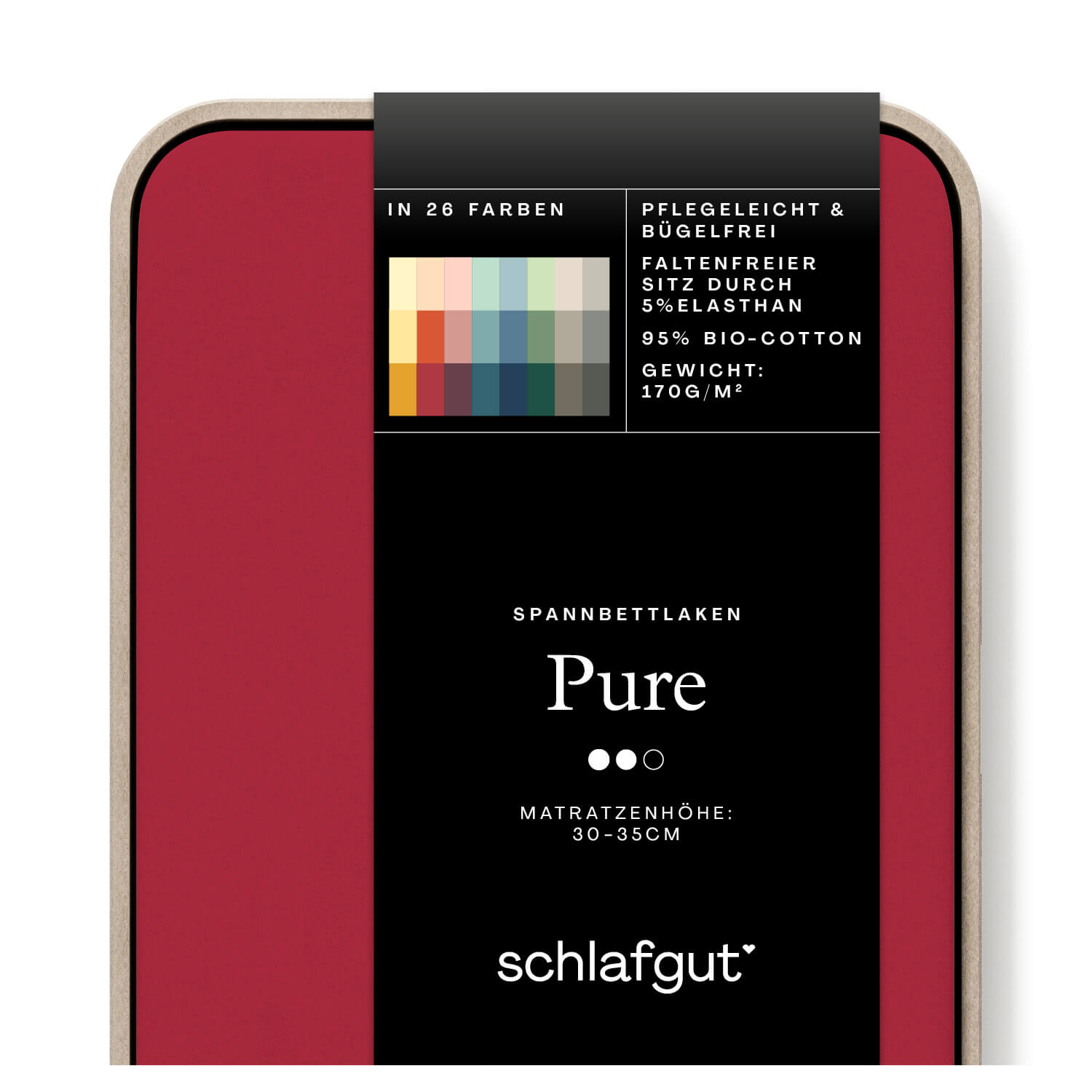 Das Produktbild vom Spannbettlaken der Reihe Pure in Farbe red deep von Schlafgut