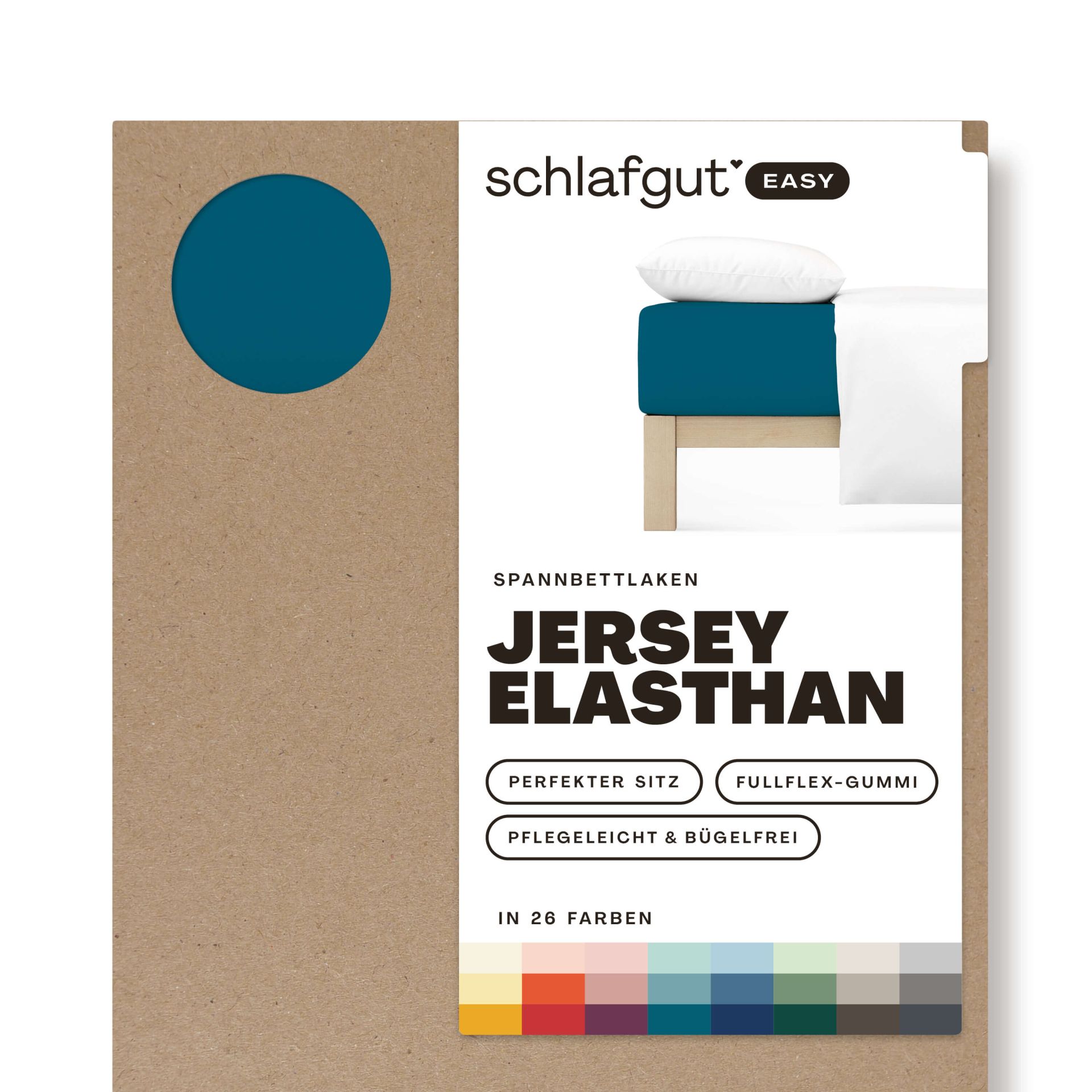 Das Produktbild vom Spannbettlaken der Reihe Easy Elasthan in Farbe petrol deep von Schlafgut