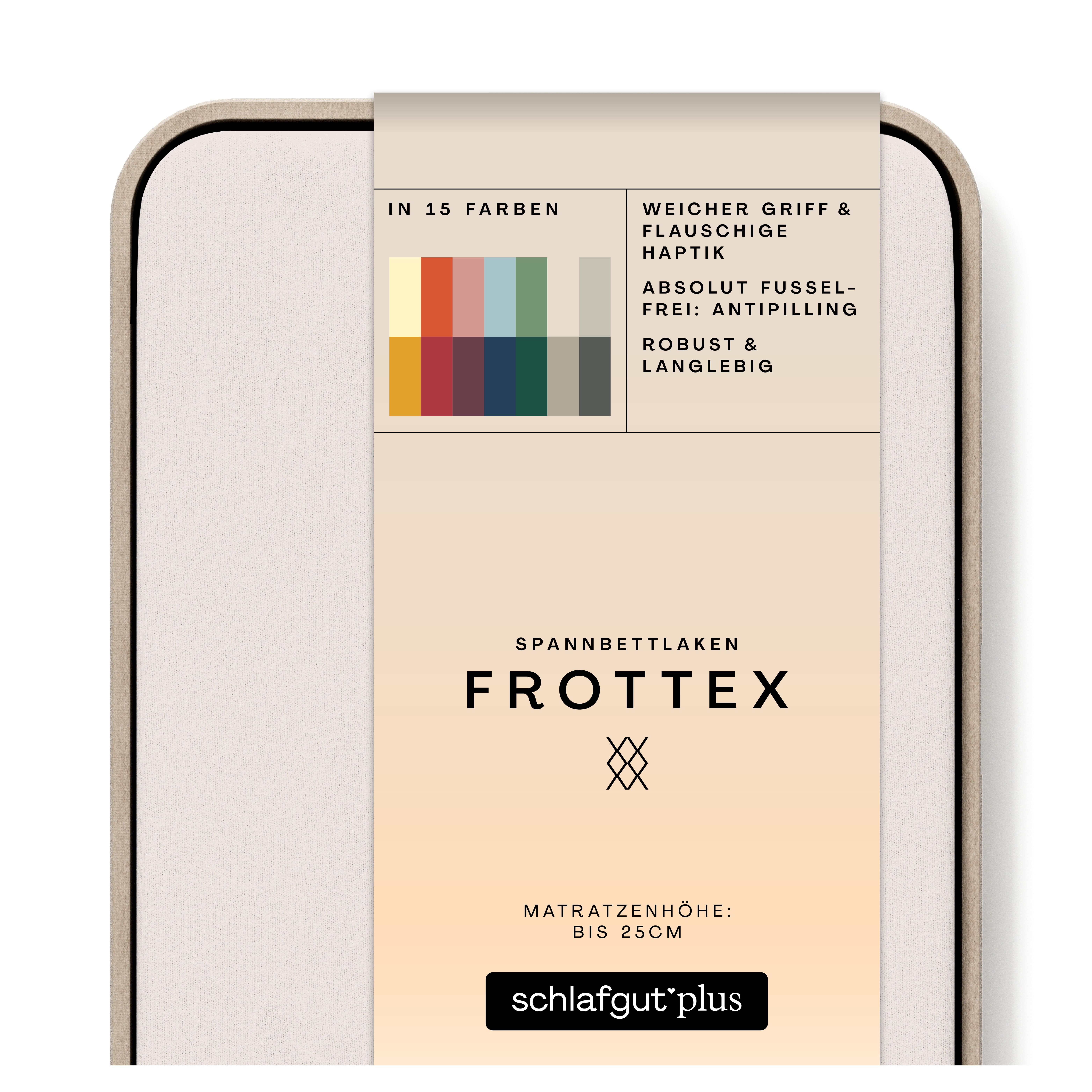 Das Produktbild vom Spannbettlaken der Reihe Frottex in Farbe sand light von Schlafgut