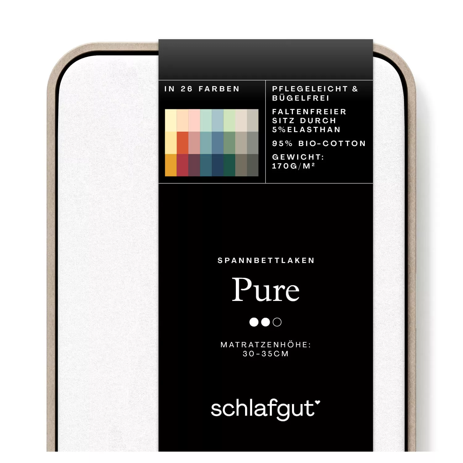 Das Produktbild vom Spannbettlaken der Reihe Pure in Farbe full-white von Schlafgut