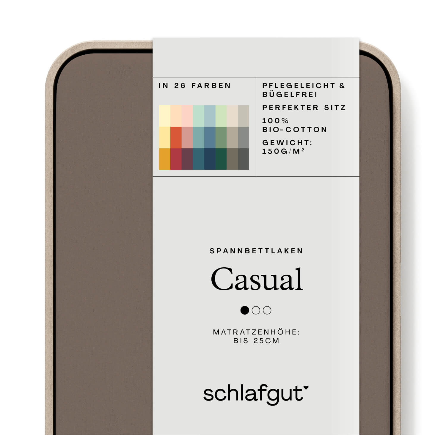 Spannbettlaken Casual sand deep Produktbild Das Produktbild vom Spannbettlaken der Reihe Casual in Farbe sand deep von Schlafgut