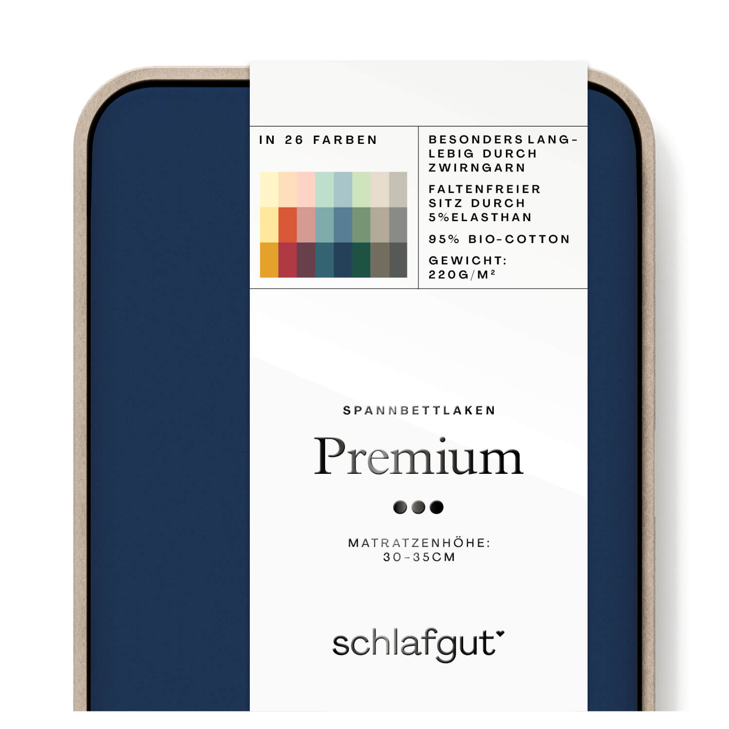 Das Produktbild vom Spannbettlaken der Reihe Premium in Farbe blue deep von Schlafgut