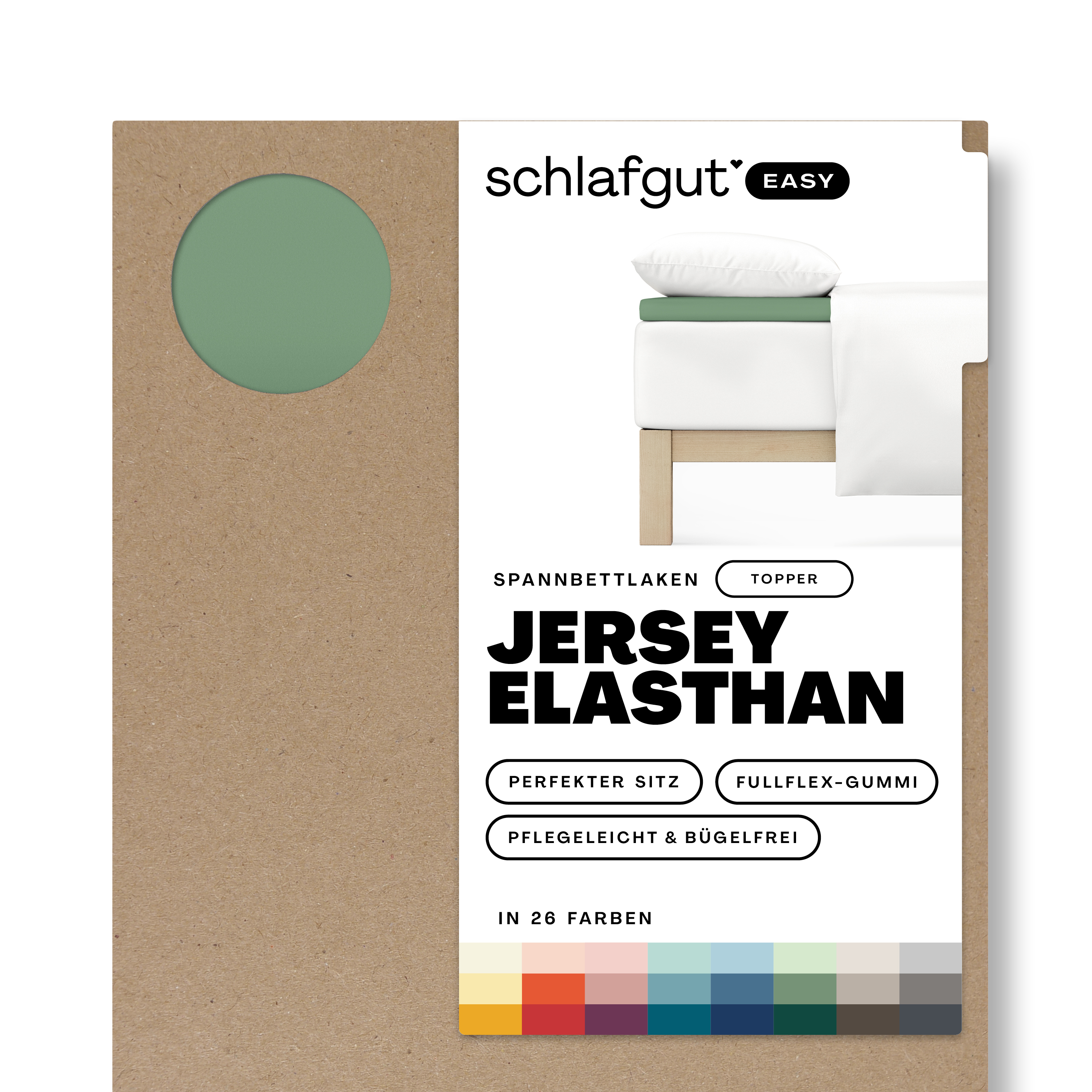 Das Produktbild vom Spannbettlaken der Reihe Easy Elasthan Topper in Farbe green mid von Schlafgut