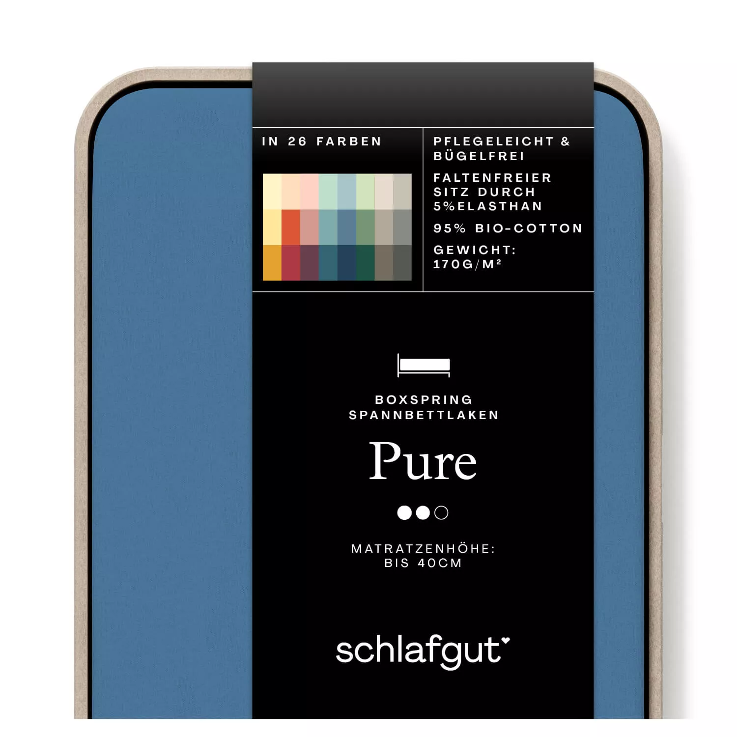 Das Produktbild vom Spannbettlaken der Reihe Pure Boxspring in Farbe blue mid von Schlafgut