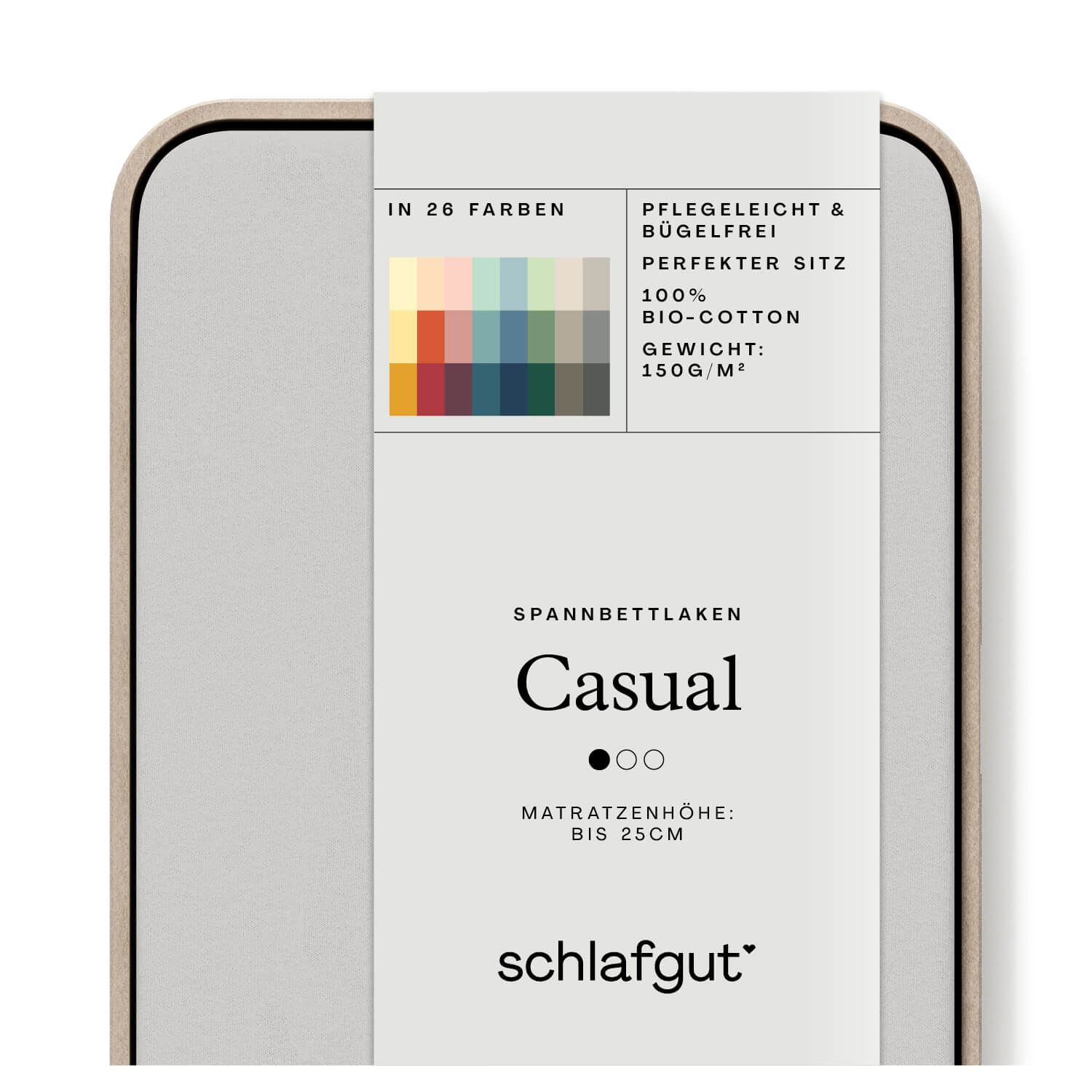 Spannbettlaken Casual grey light Produktbild Das Produktbild vom Spannbettlaken der Reihe Casual in Farbe grey light von Schlafgut