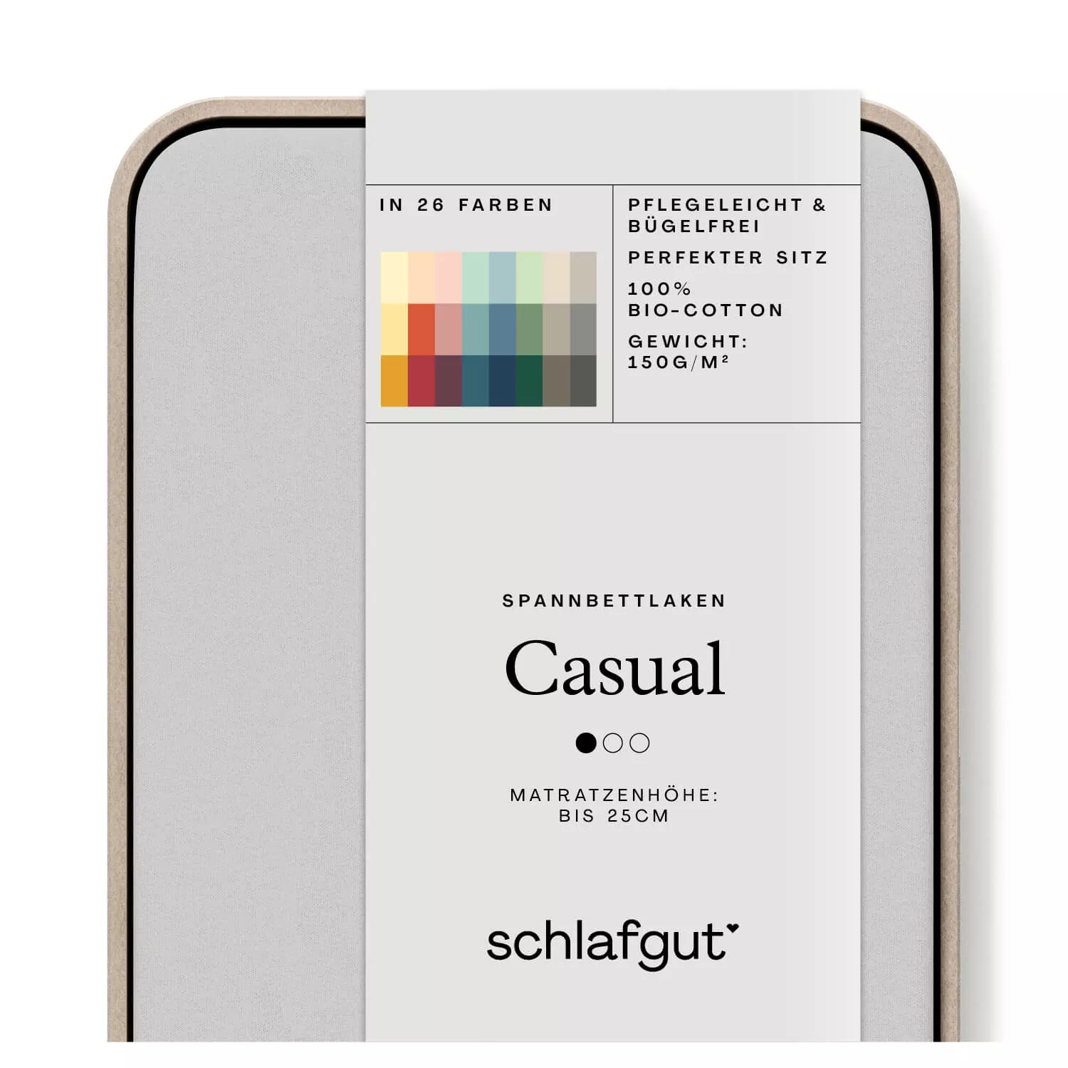 Das Produktbild vom Spannbettlaken der Reihe Casual in Farbe grey light von Schlafgut