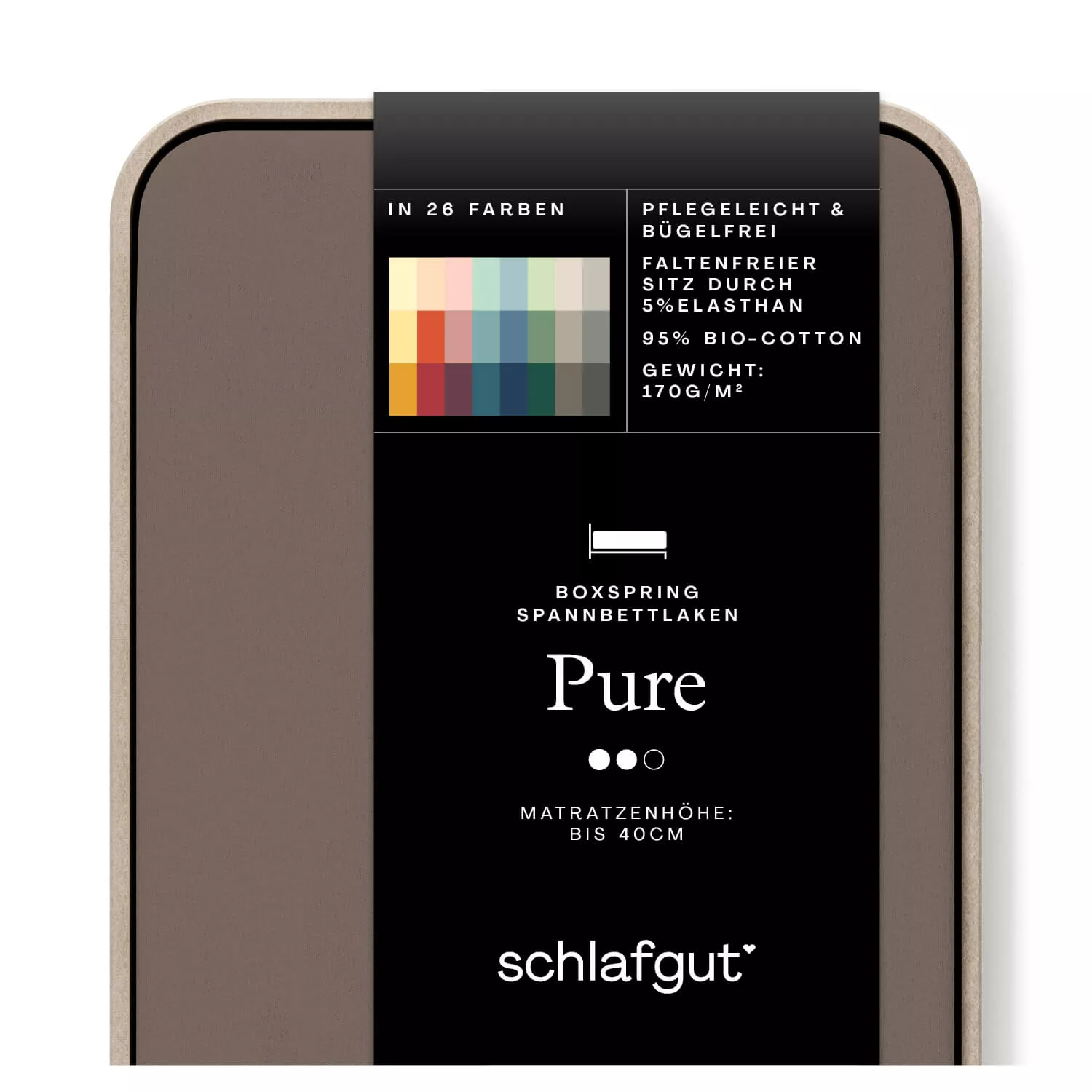 Das Produktbild vom Spannbettlaken der Reihe Pure Boxspring in Farbe sand deep von Schlafgut