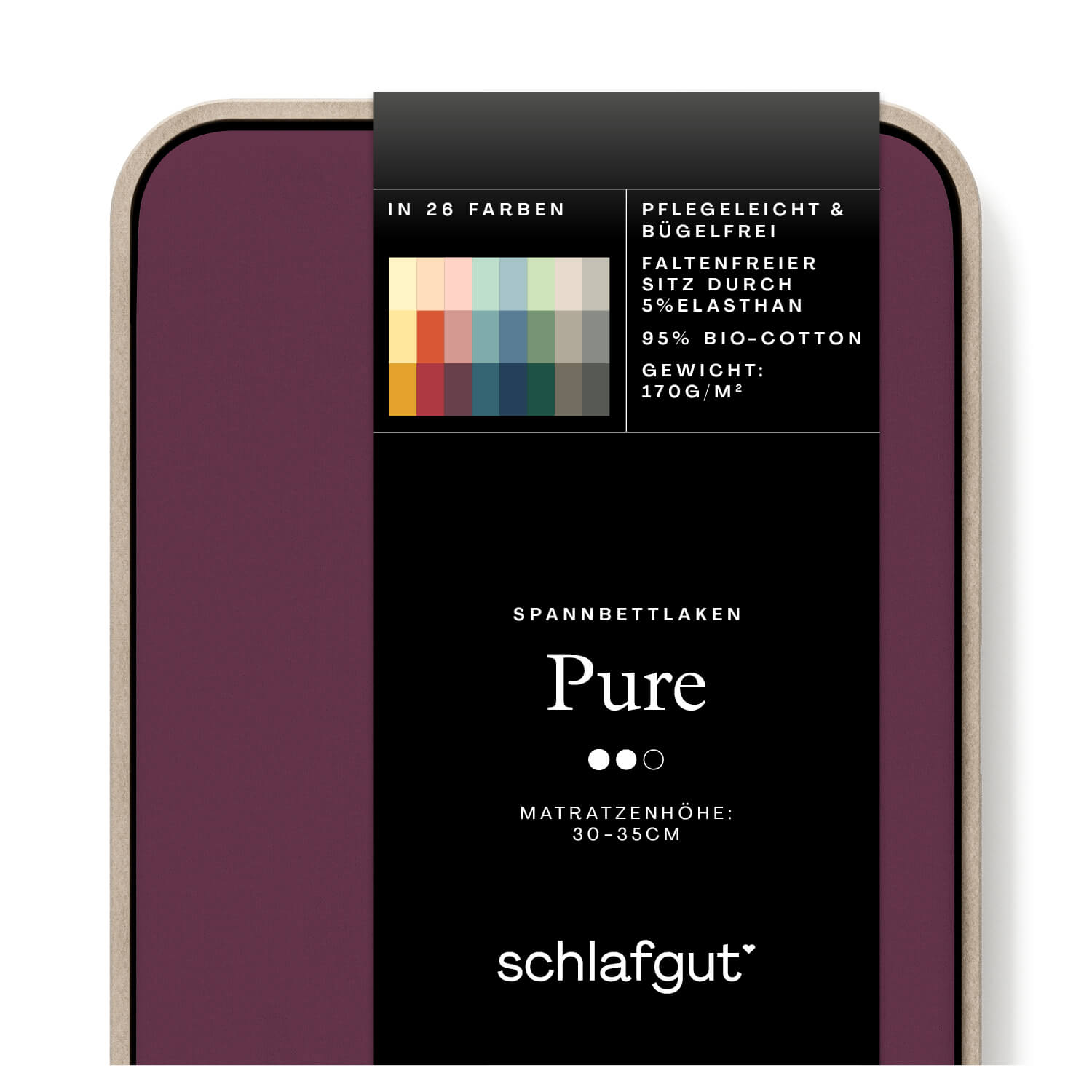 Spannbettlaken Pure purple deep Produktbild Das Produktbild vom Spannbettlaken der Reihe Pure in Farbe purple deep von Schlafgut