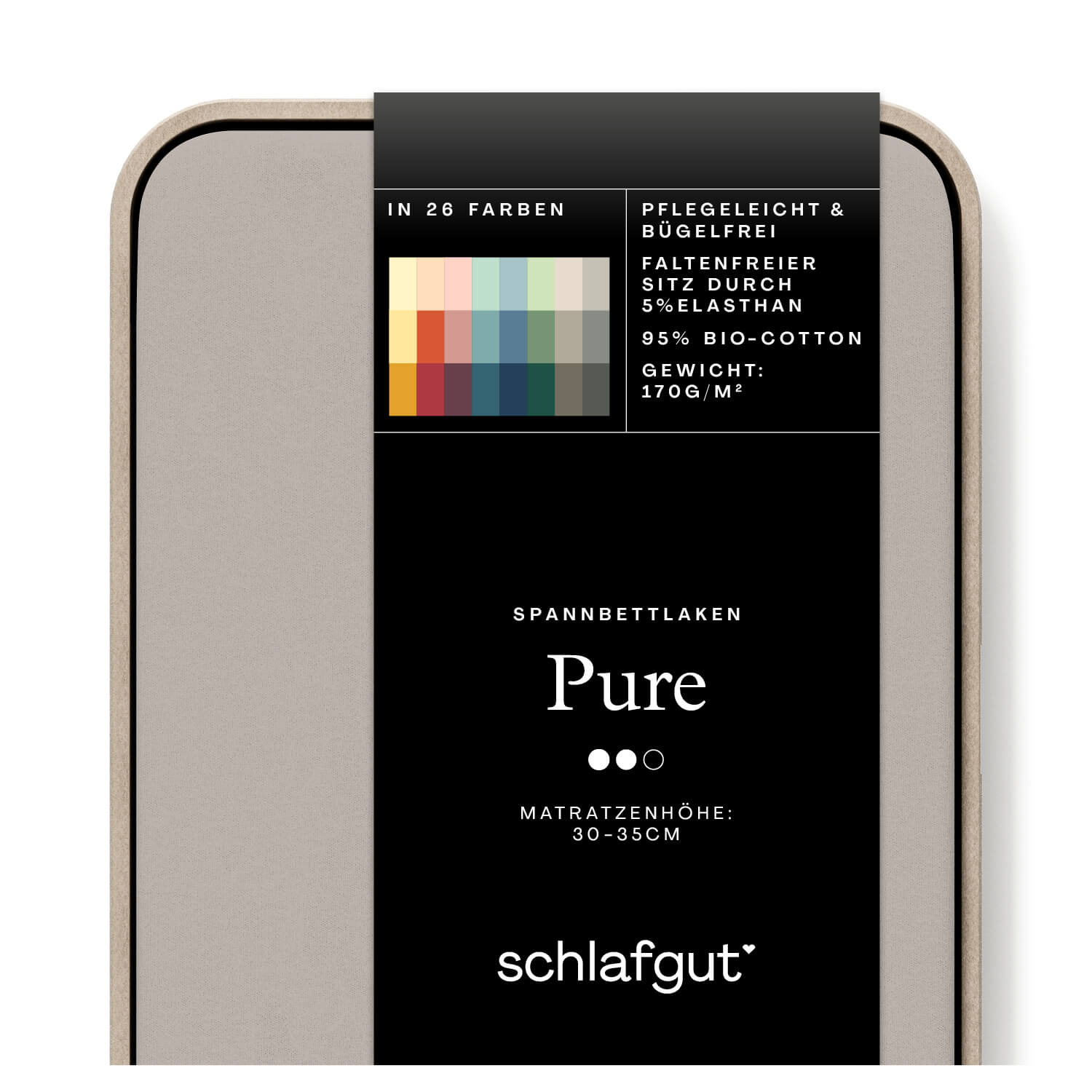 Das Produktbild vom Spannbettlaken der Reihe Pure in Farbe sand mid von Schlafgut