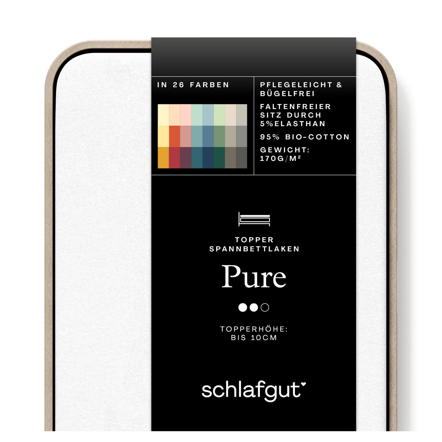 Spannbettlaken Pure Topper full-white Produktbild Das Produktbild vom Spannbettlaken der Reihe Pure Topper in Farbe full-white von Schlafgut