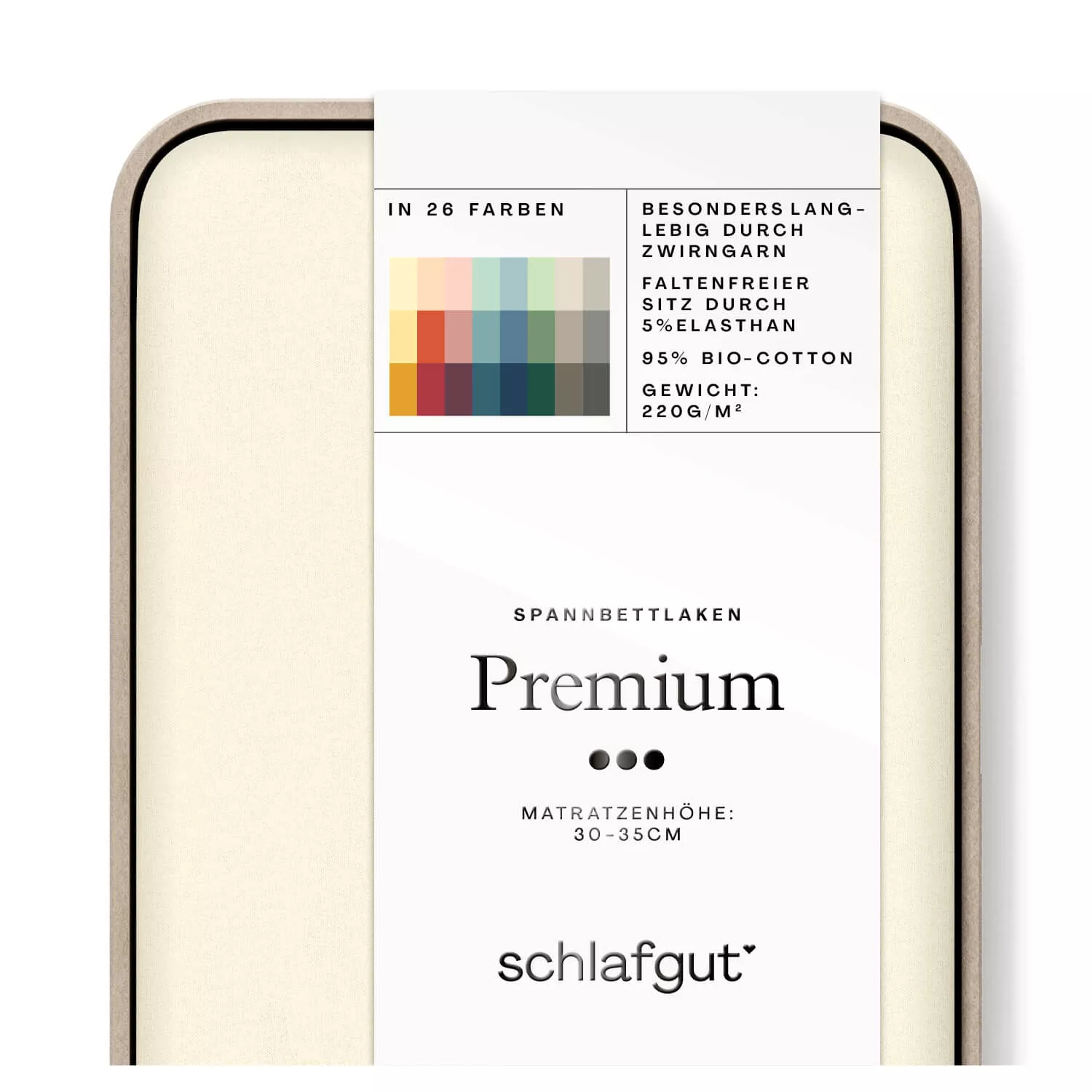 Das Produktbild vom Spannbettlaken der Reihe Premium in Farbe yellow light von Schlafgut