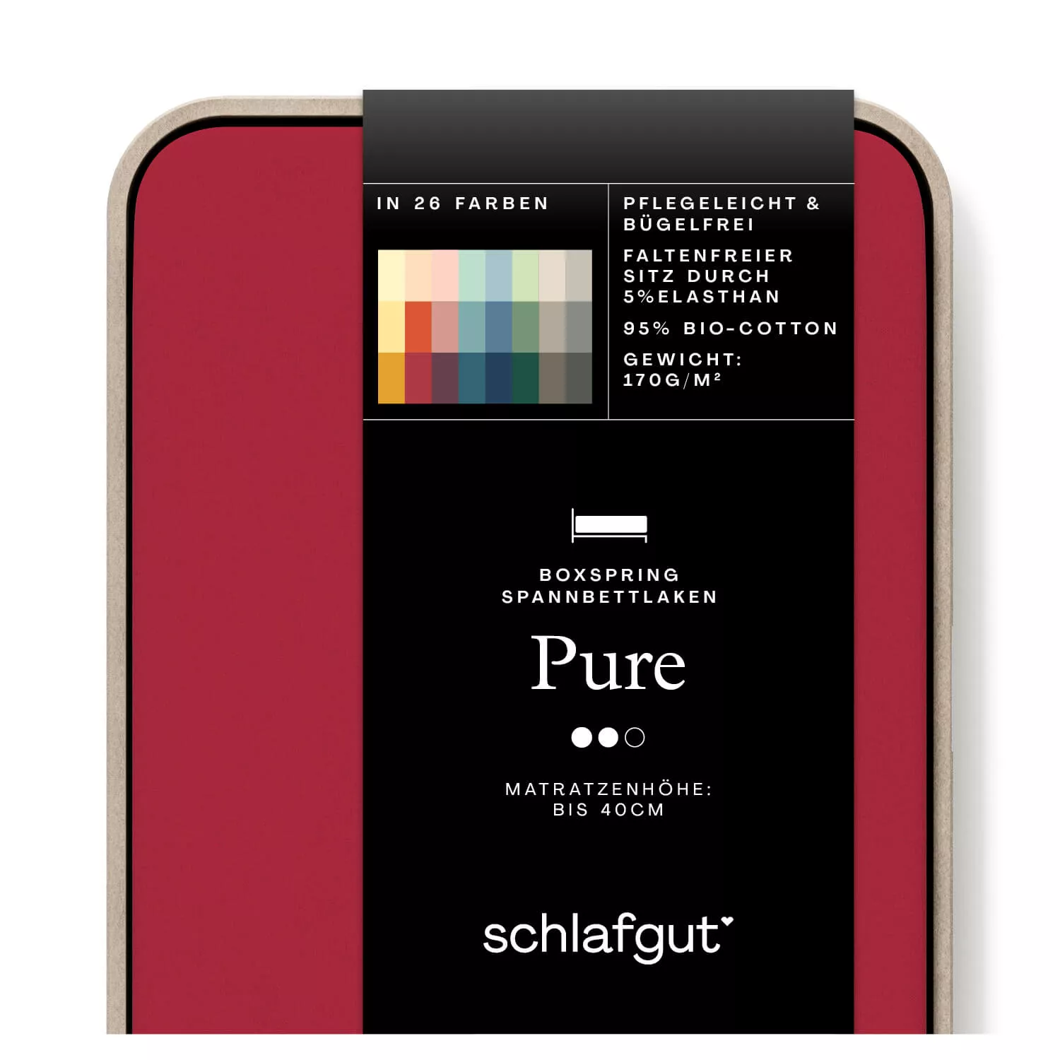 Das Produktbild vom Spannbettlaken der Reihe Pure Boxspring in Farbe red deep von Schlafgut