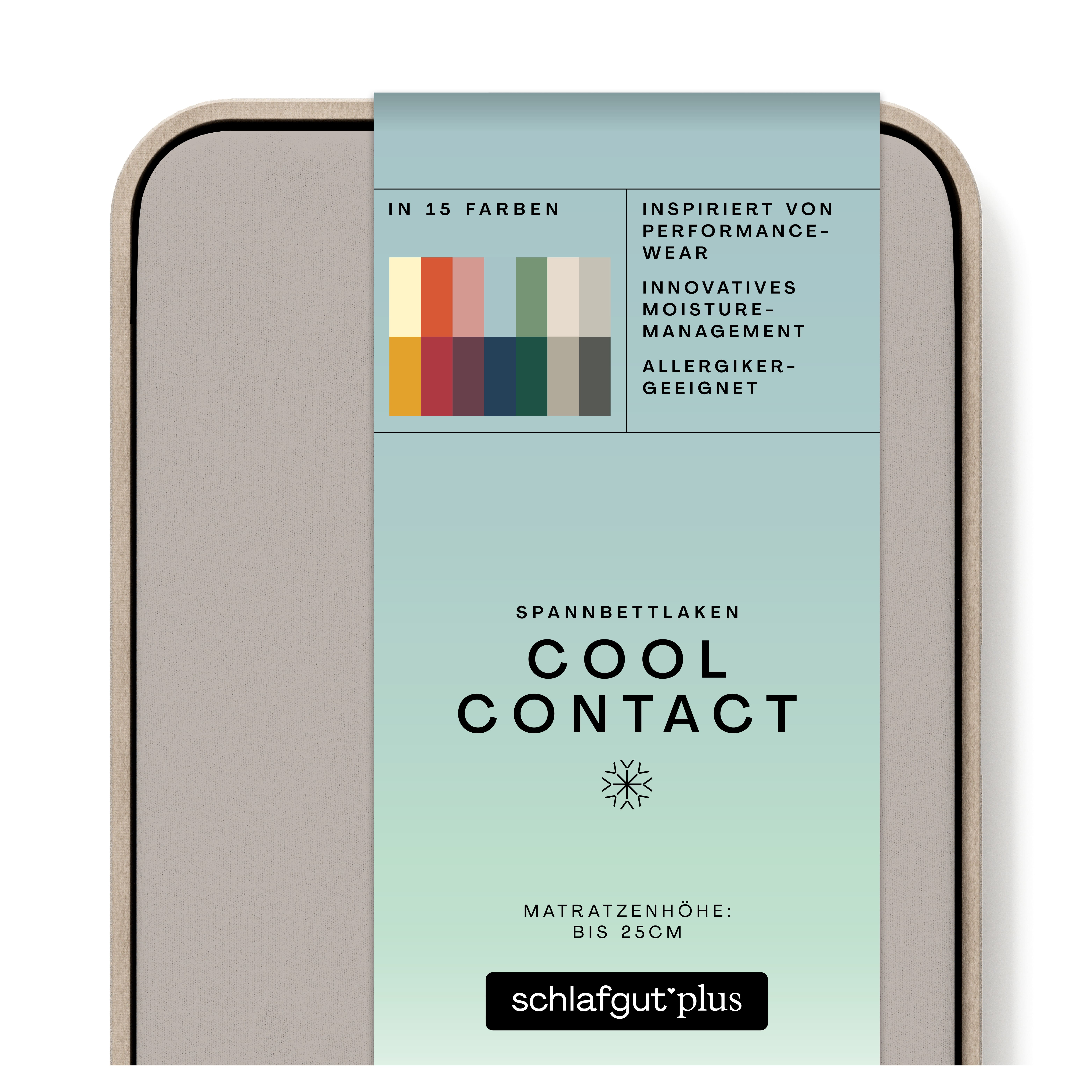 Spannbettlaken Cool Contact sand mid Produktbild Das Produktbild vom Spannbettlaken der Reihe Cool Contact in Farbe sand mid von Schlafgut