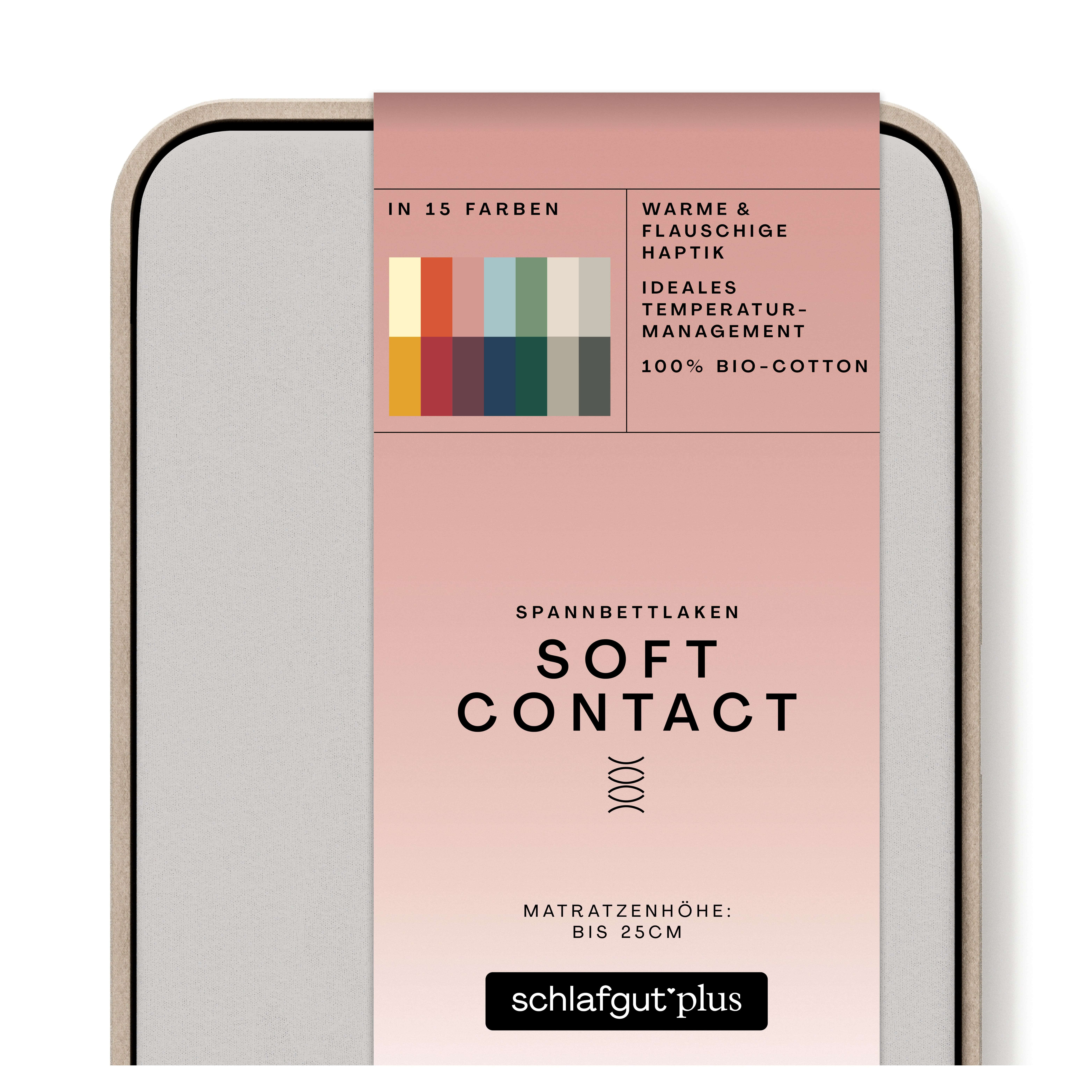Das Produktbild vom Spannbettlaken der Reihe Soft Contact in Farbe grey light von Schlafgut