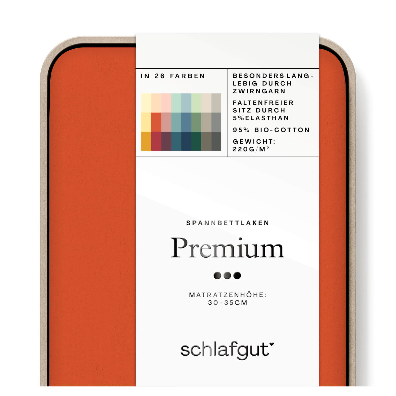 Spannbettlaken Premium red mid Produktbild Das Produktbild vom Spannbettlaken der Reihe Premium in Farbe red mid von Schlafgut