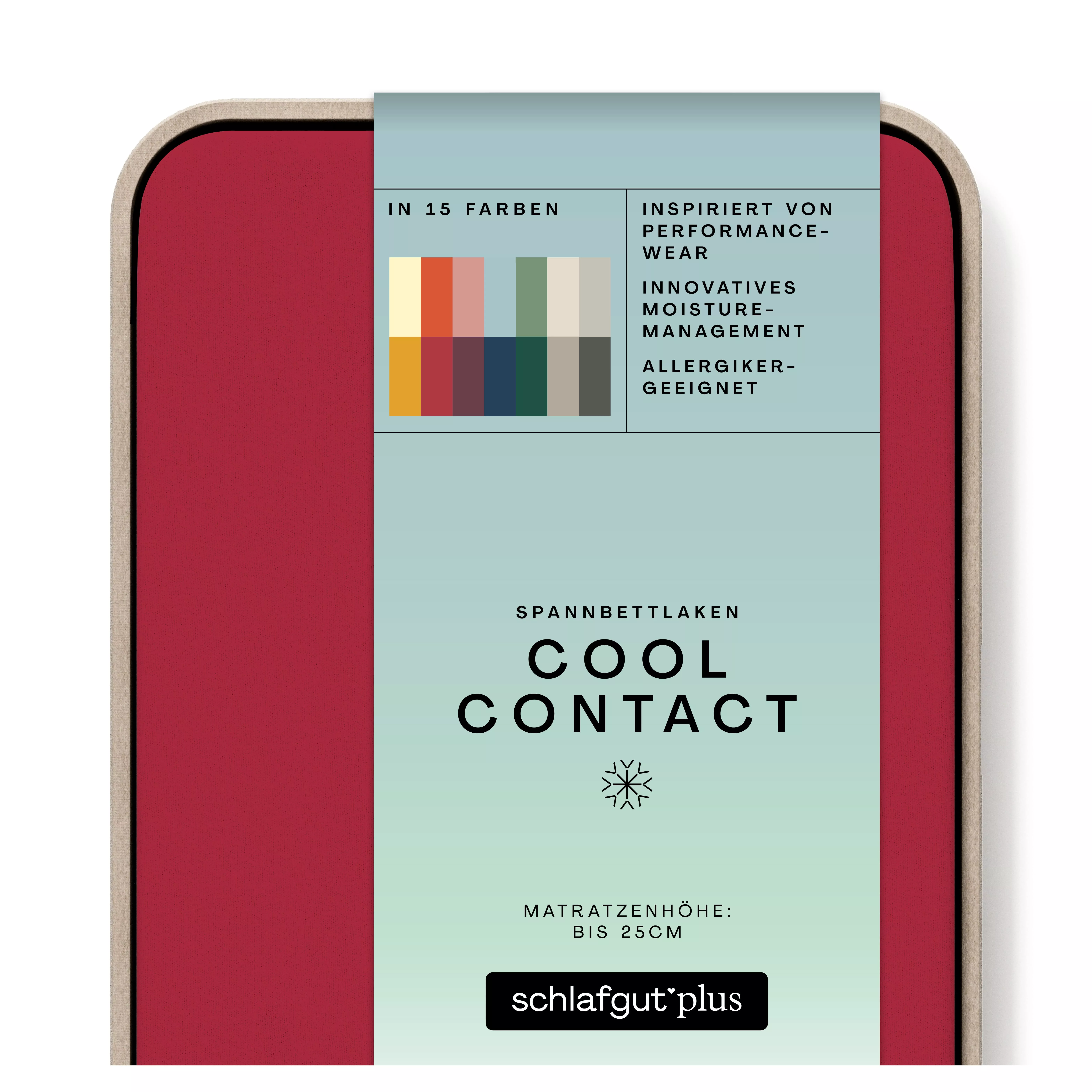 Das Produktbild vom Spannbettlaken der Reihe Cool Contact in Farbe red deep von Schlafgut