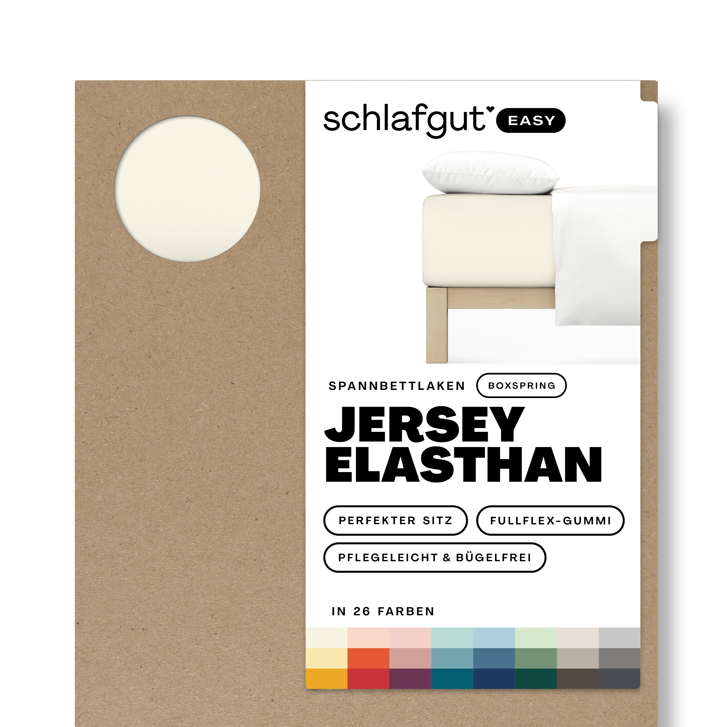 Das Produktbild vom Spannbettlaken der Reihe Easy Elasthan Boxspring in Farbe yellow light von Schlafgut