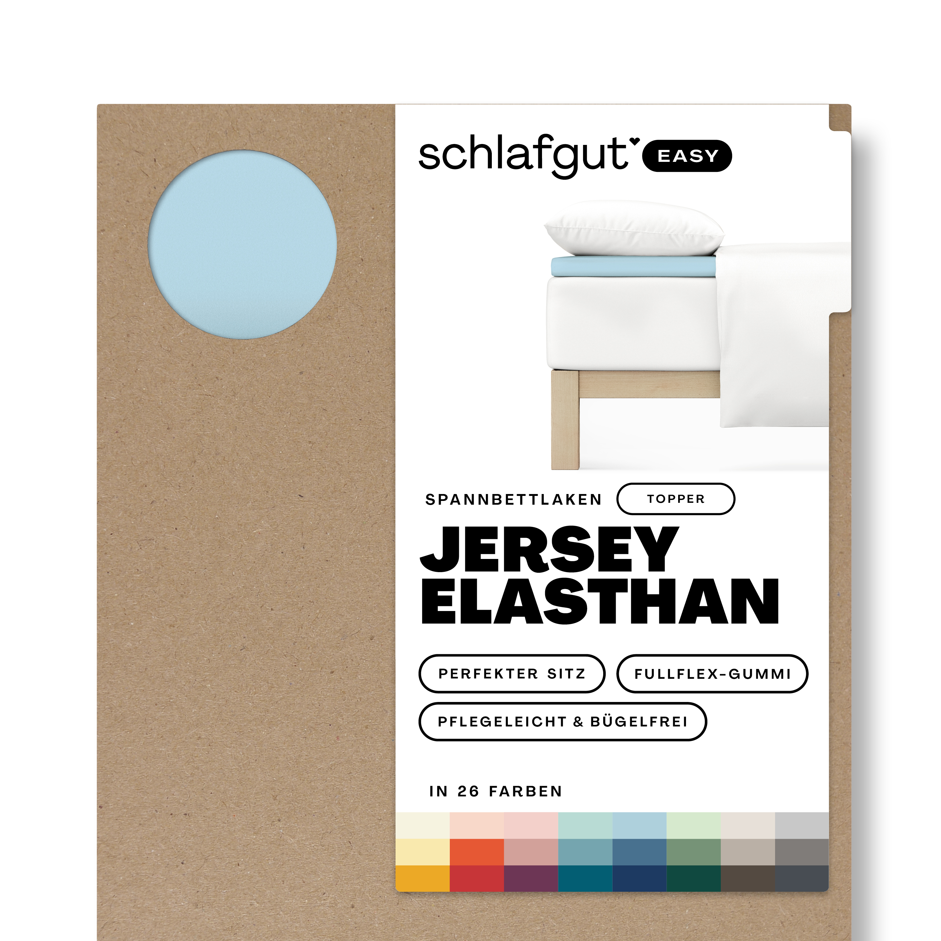 Das Produktbild vom Spannbettlaken der Reihe Easy Elasthan Topper in Farbe blue light von Schlafgut