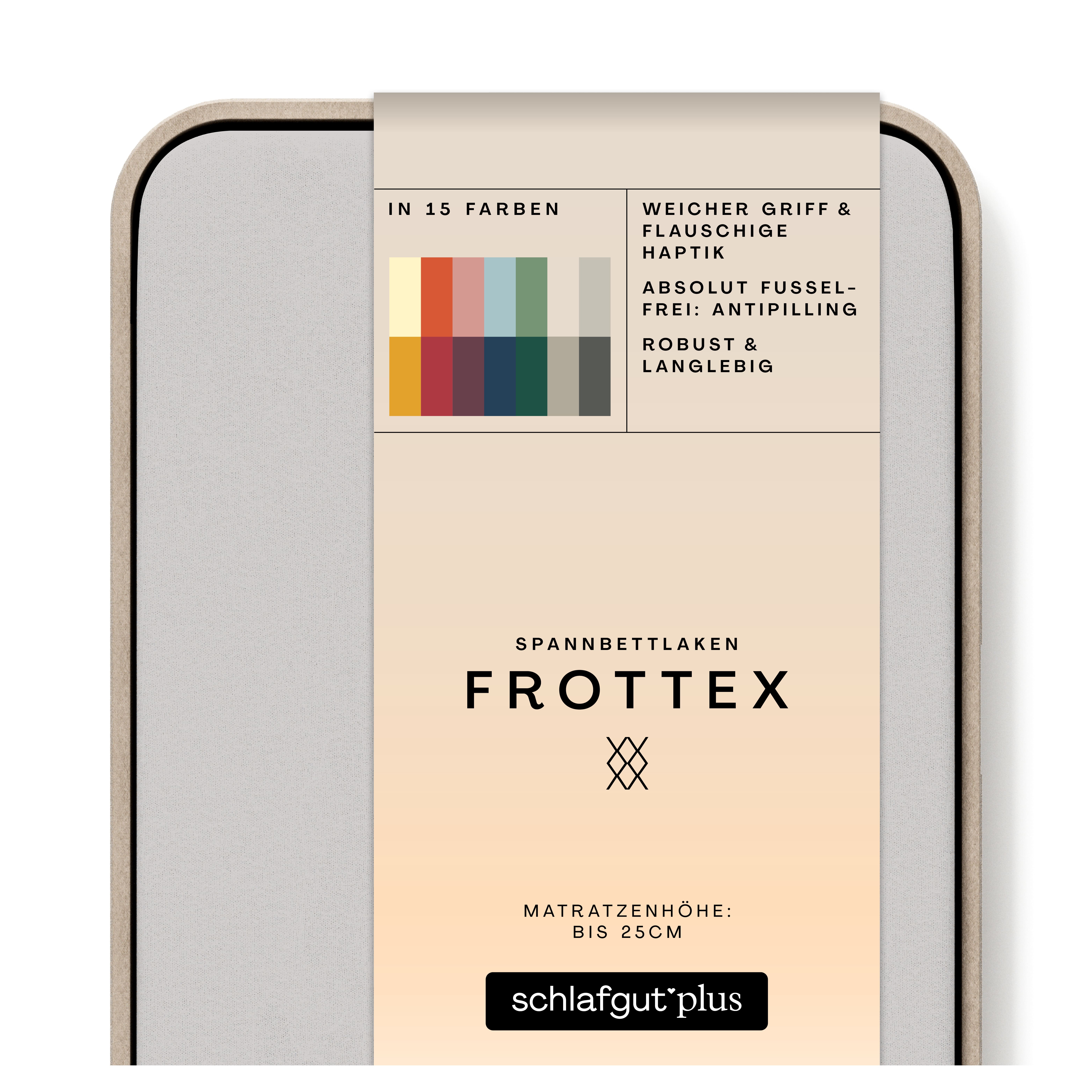 Das Produktbild vom Spannbettlaken der Reihe Frottex in Farbe grey light von Schlafgut