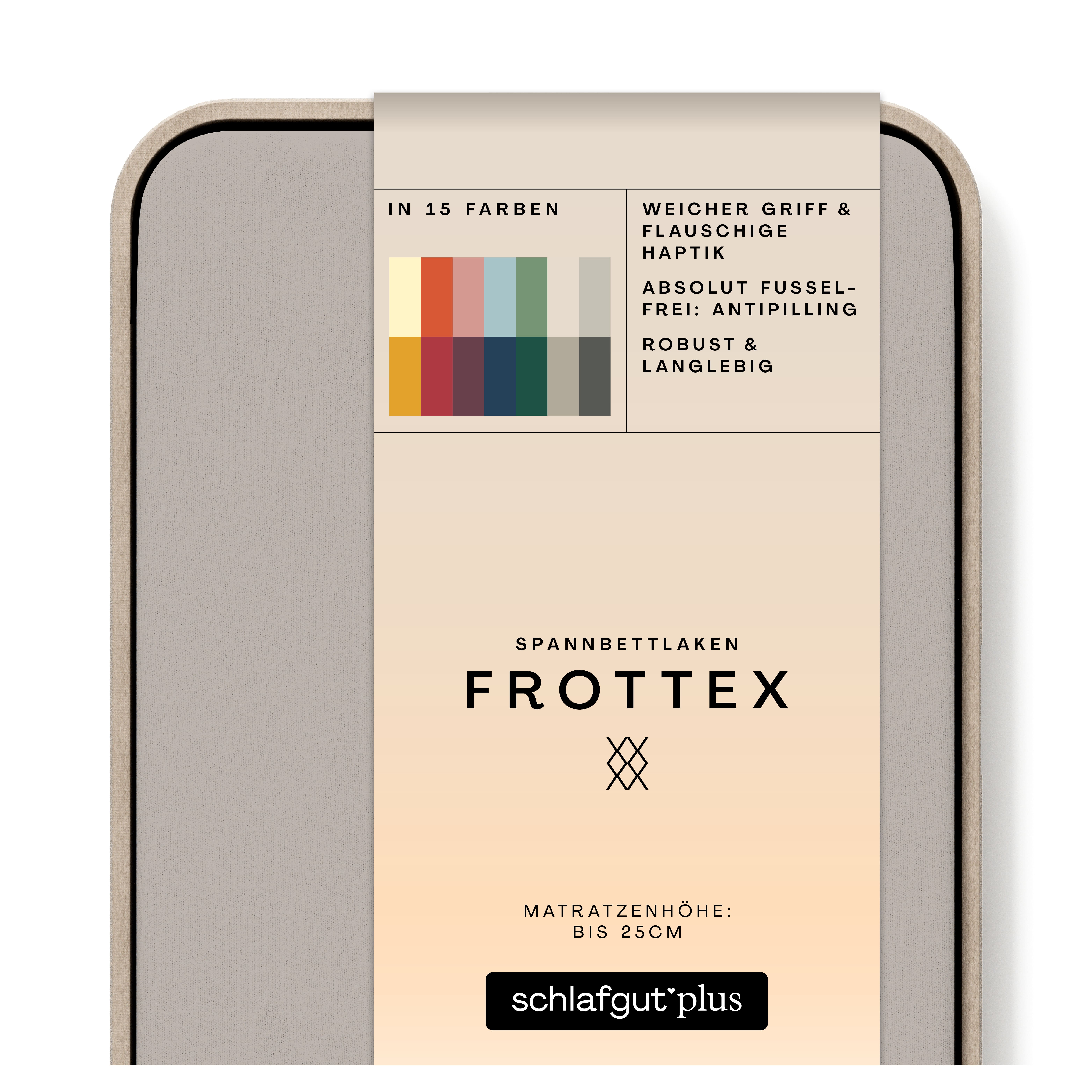 Das Produktbild vom Spannbettlaken der Reihe Frottex in Farbe sand mid von Schlafgut