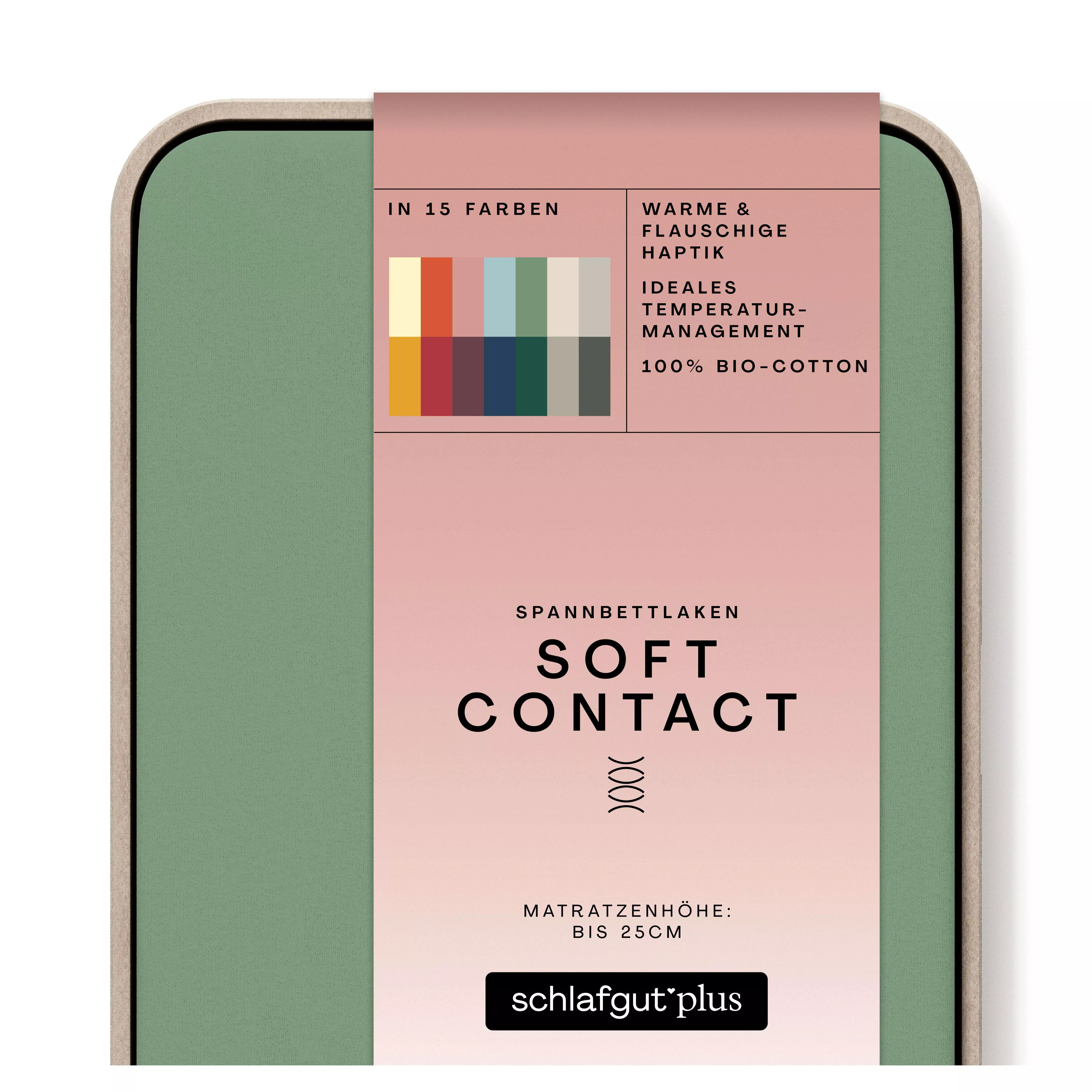 Das Produktbild vom Spannbettlaken der Reihe Soft Contact in Farbe green mid von Schlafgut