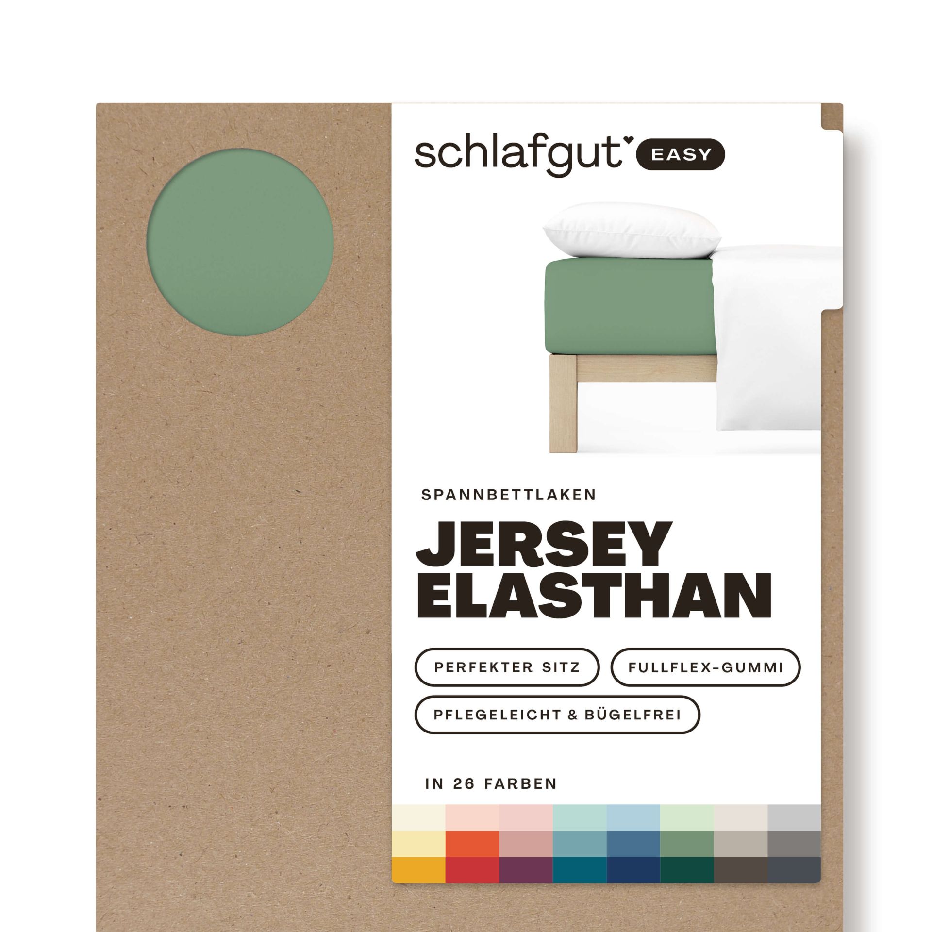 Das Produktbild vom Spannbettlaken der Reihe Easy Elasthan in Farbe green mid von Schlafgut