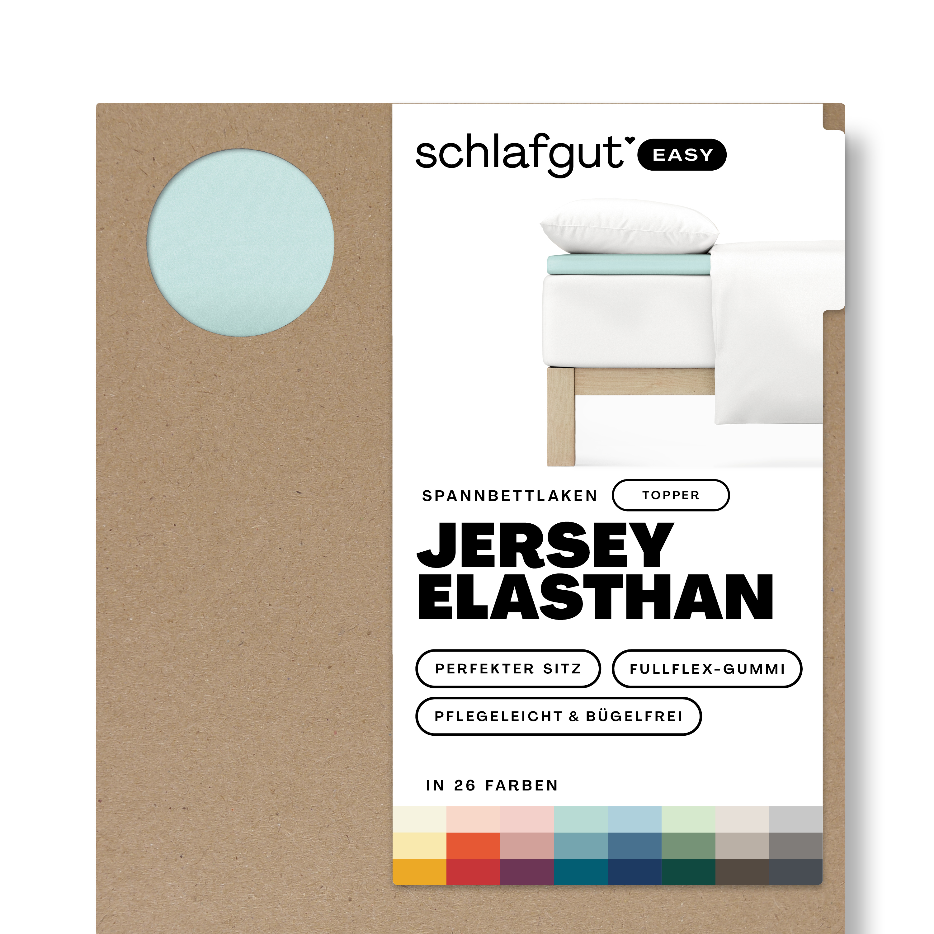 Das Produktbild vom Spannbettlaken der Reihe Easy Elasthan Topper in Farbe petrol light von Schlafgut