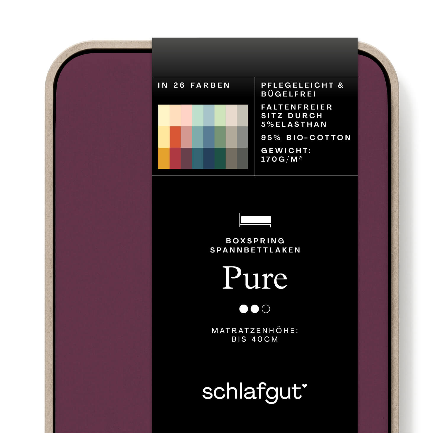 Das Produktbild vom Spannbettlaken der Reihe Pure Boxspring in Farbe purple deep von Schlafgut