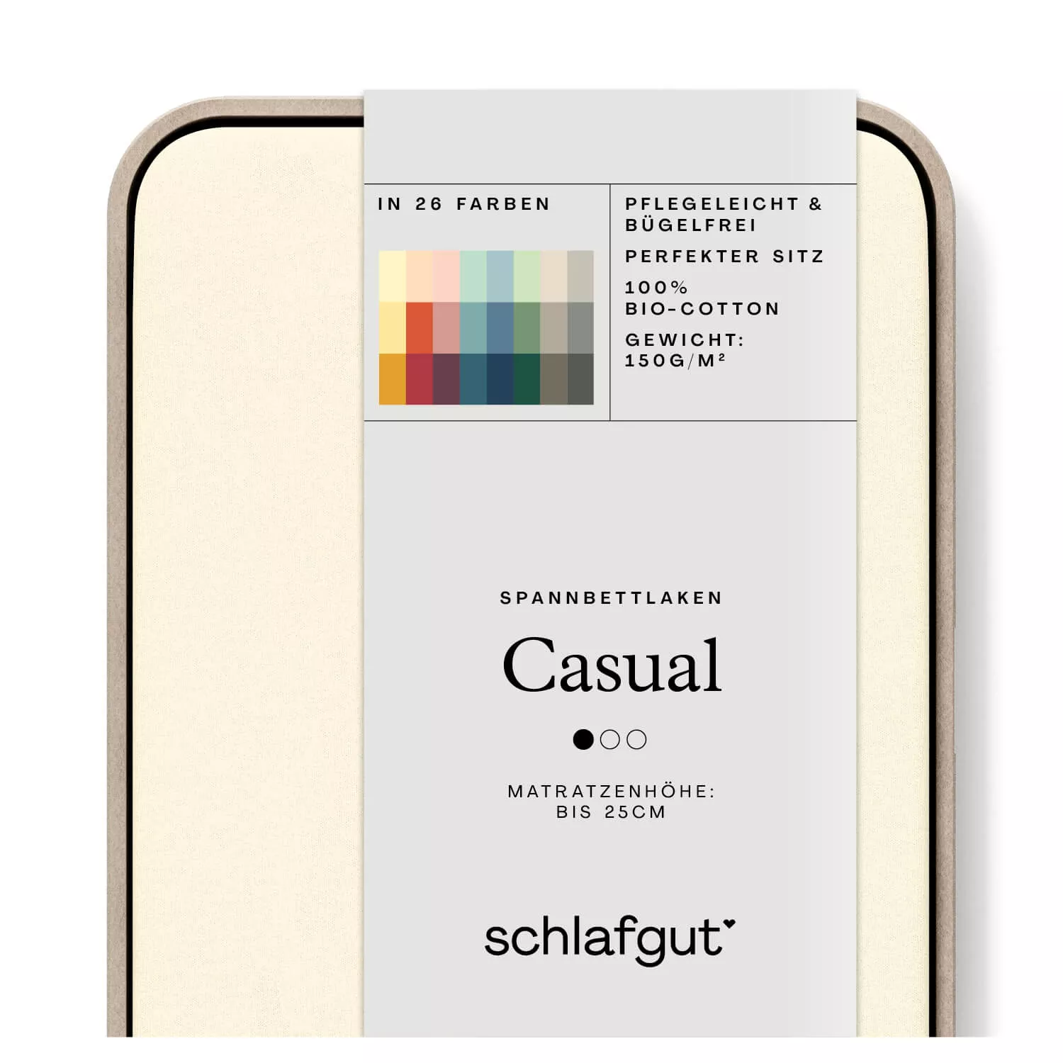 Das Produktbild vom Spannbettlaken der Reihe Casual in Farbe yellow light von Schlafgut