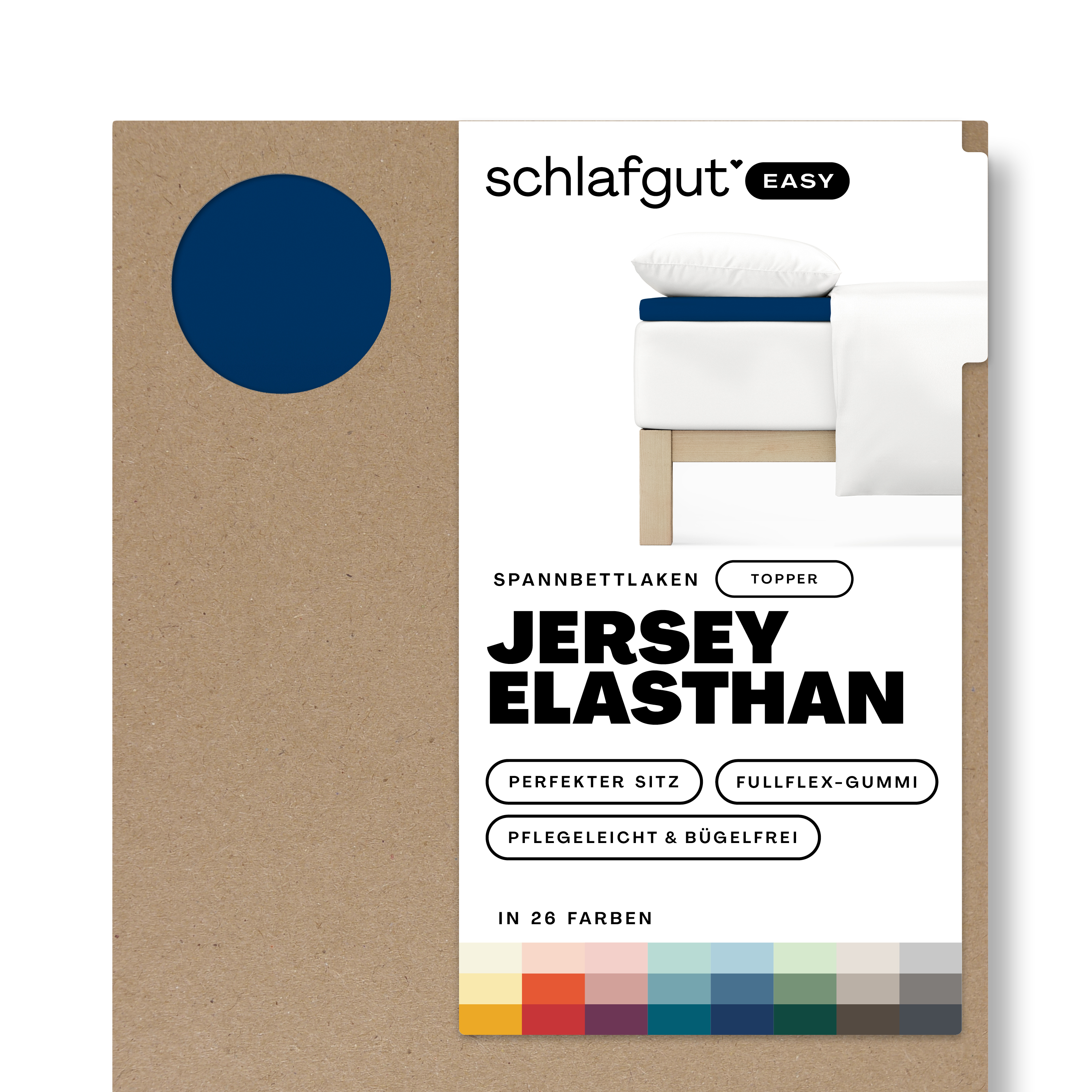 Das Produktbild vom Spannbettlaken der Reihe Easy Elasthan Topper in Farbe blue deep von Schlafgut