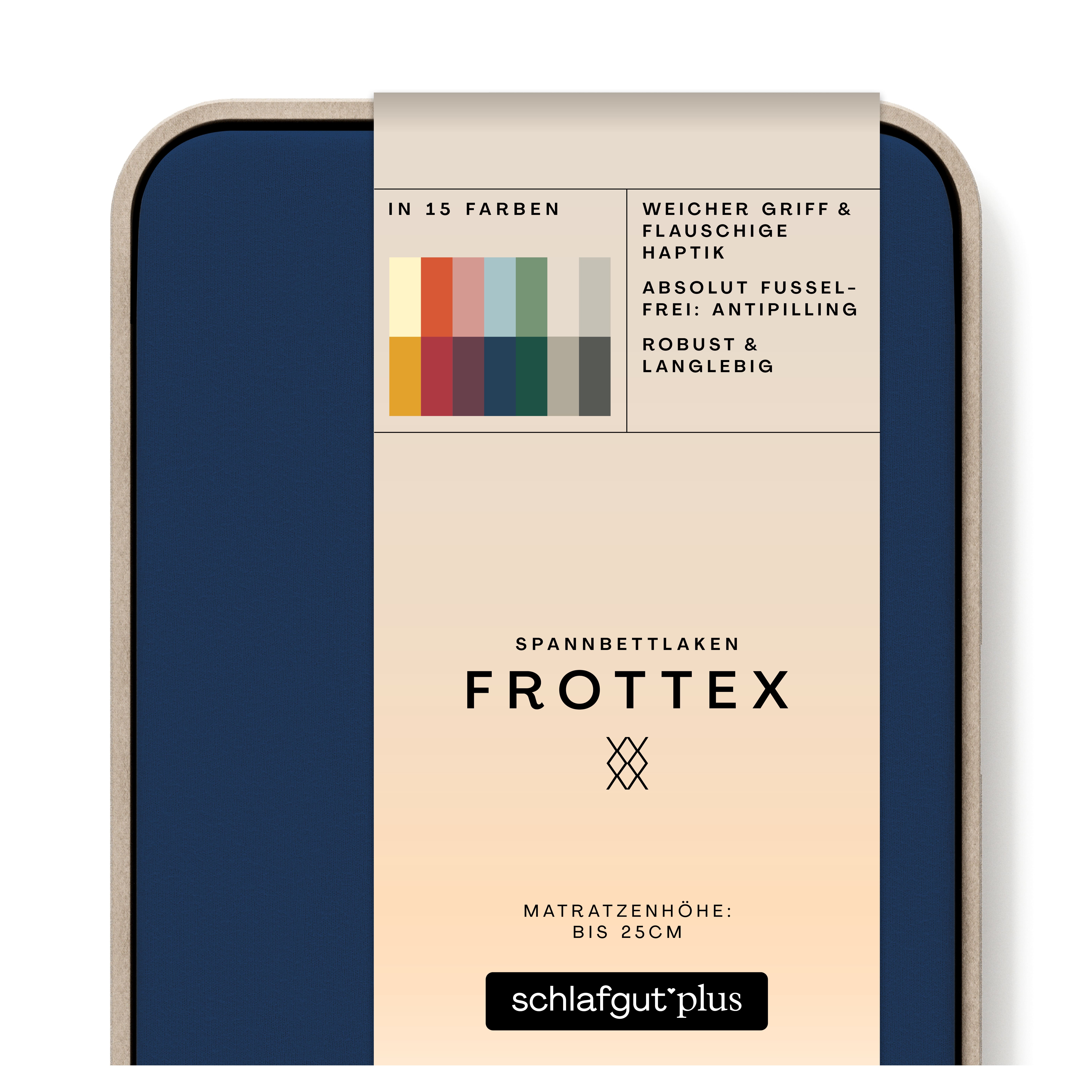 Das Produktbild vom Spannbettlaken der Reihe Frottex in Farbe blue deep von Schlafgut
