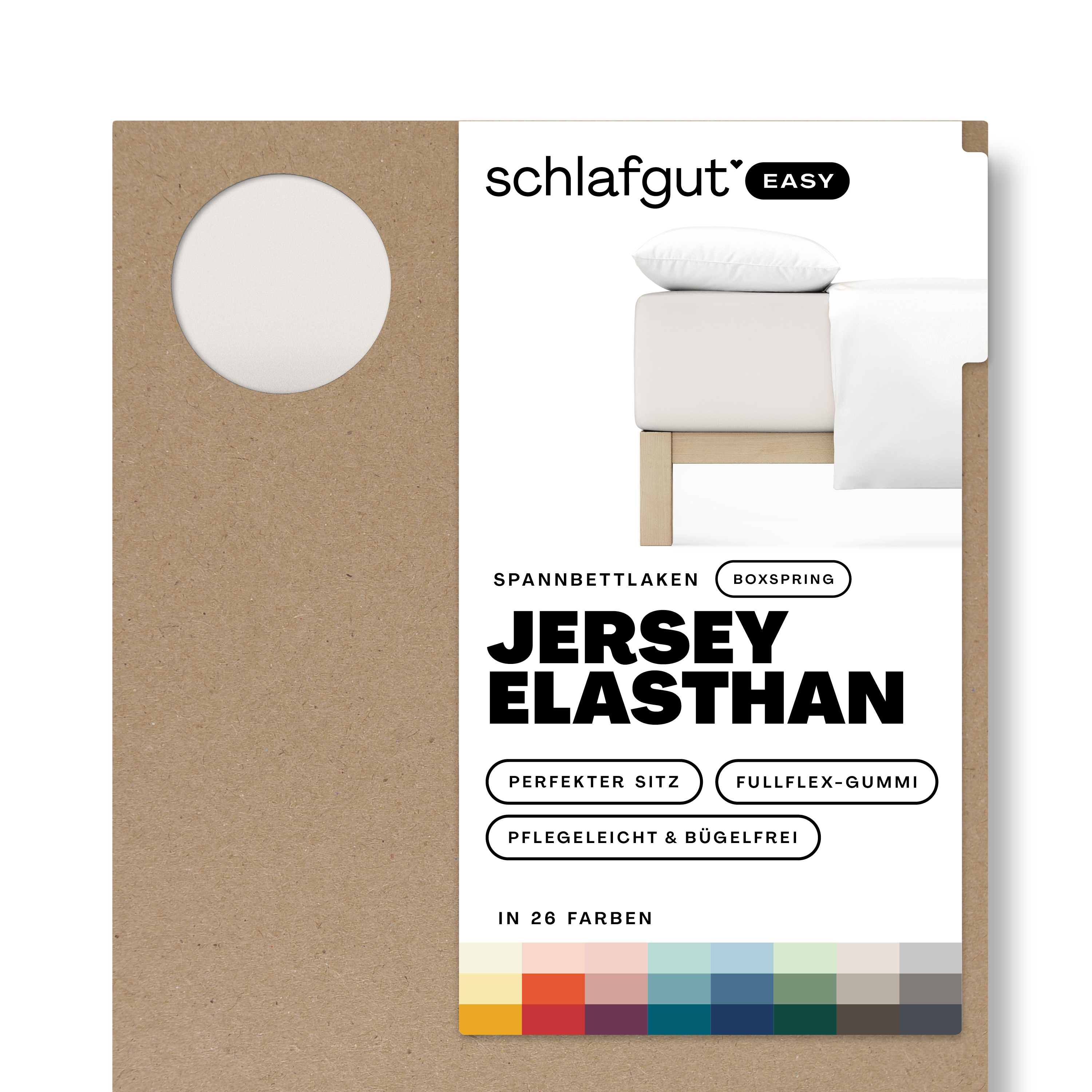 Das Produktbild vom Spannbettlaken der Reihe Easy Elasthan Boxspring in Farbe sand light von Schlafgut