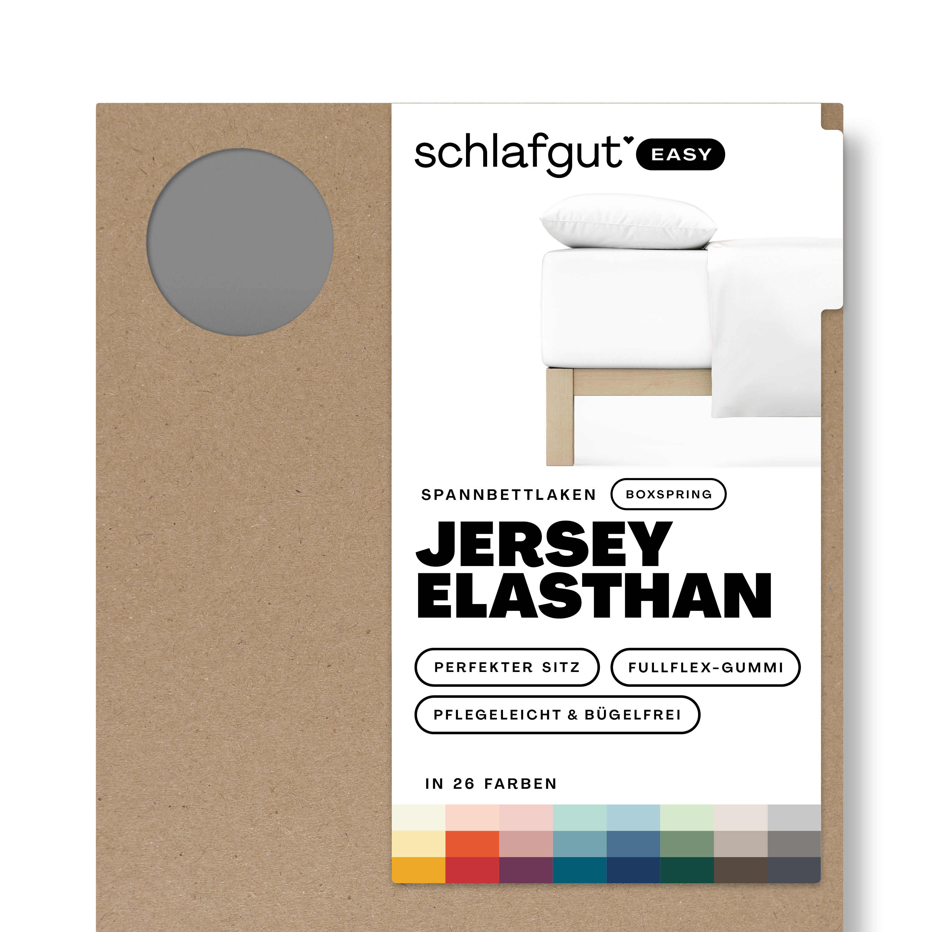 Das Produktbild vom Spannbettlaken der Reihe Easy Elasthan Boxspring in Farbe grey mid von Schlafgut