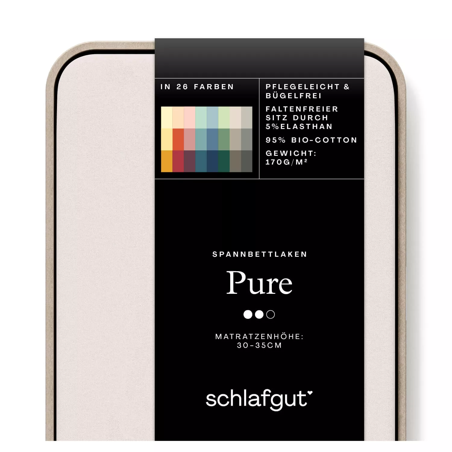 Das Produktbild vom Spannbettlaken der Reihe Pure in Farbe sand light von Schlafgut