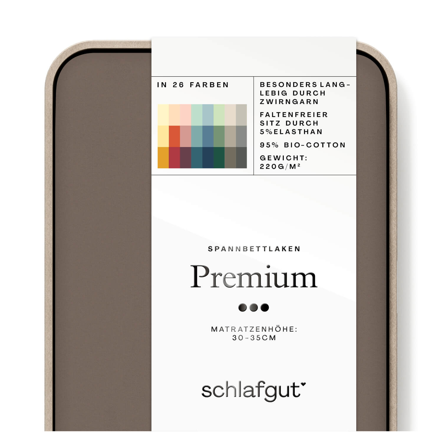 Das Produktbild vom Spannbettlaken der Reihe Premium in Farbe sand deep von Schlafgut